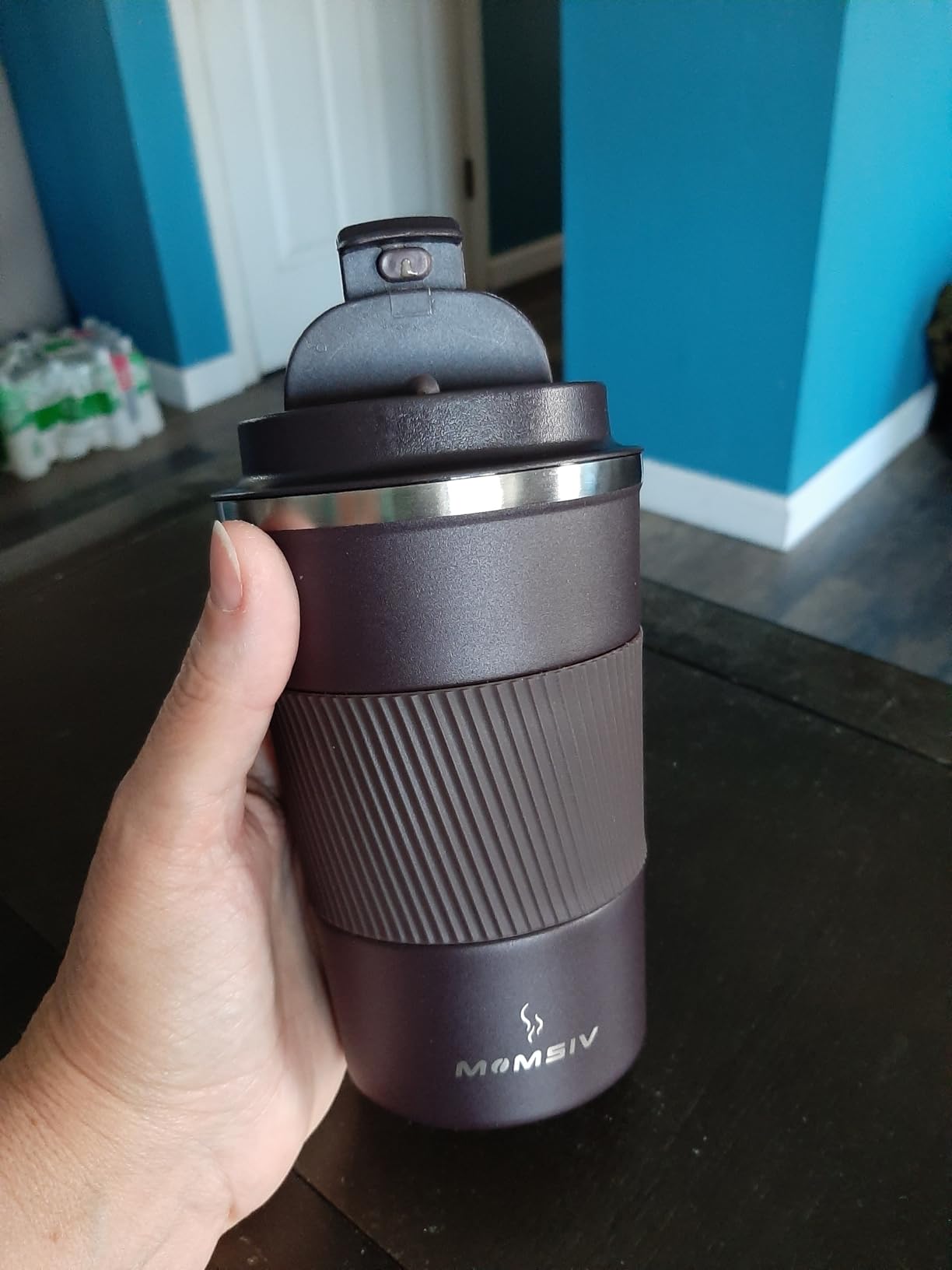 MOMSIV 12oz Travel Mug, Insulated Coffee Cup with Leakproof Lid, Vacuum Stainless Steel (Green) customer photo 1