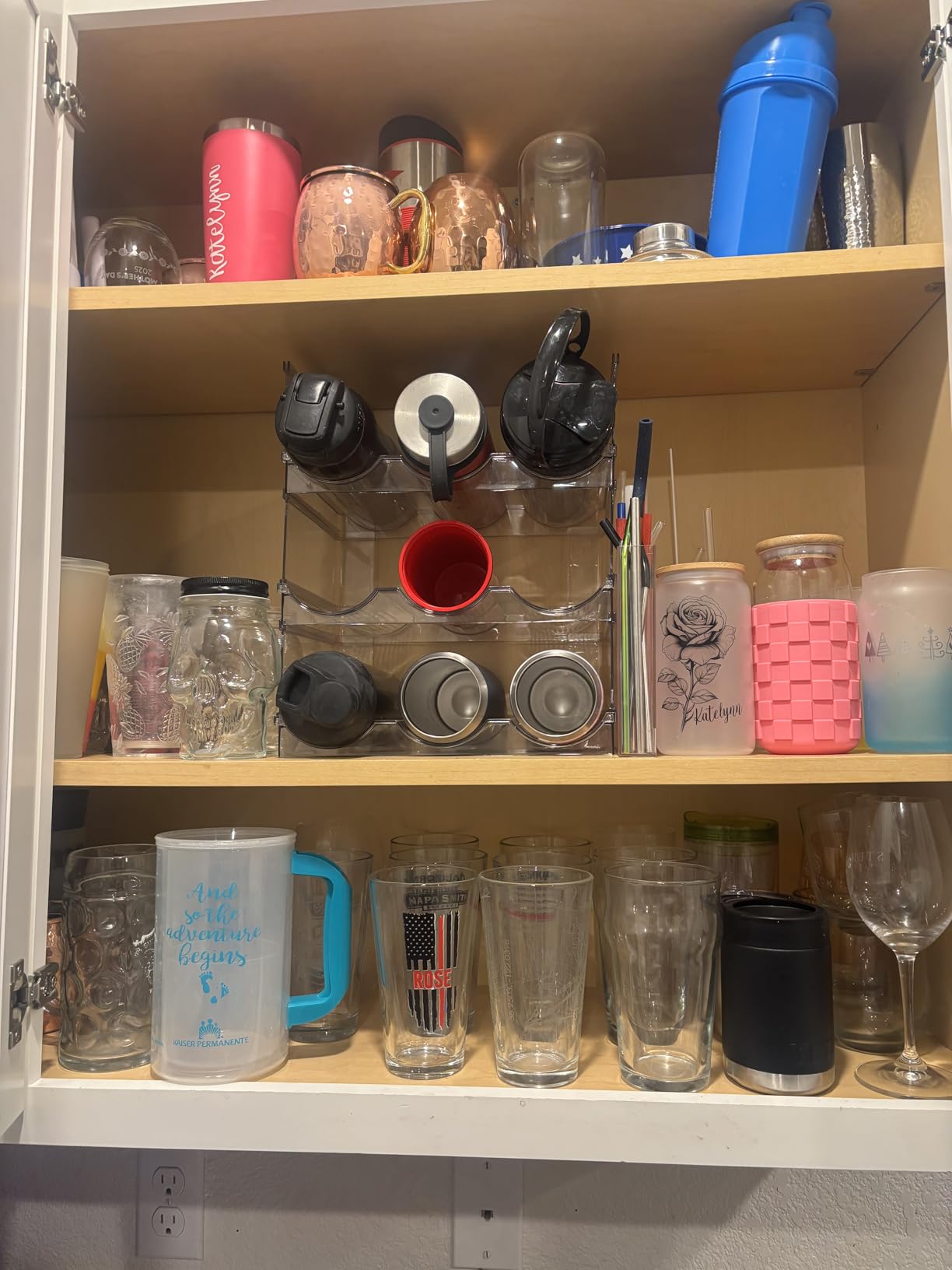 4 Pack Water Bottle Organizer, Stackable Kitchen Pantry Organization and Storage Shelf, Plastic Bottle Holder for Fridge Kitchen Cabinet Organizer and Storage, Tumbler Mug Cup Organizer customer photo 1