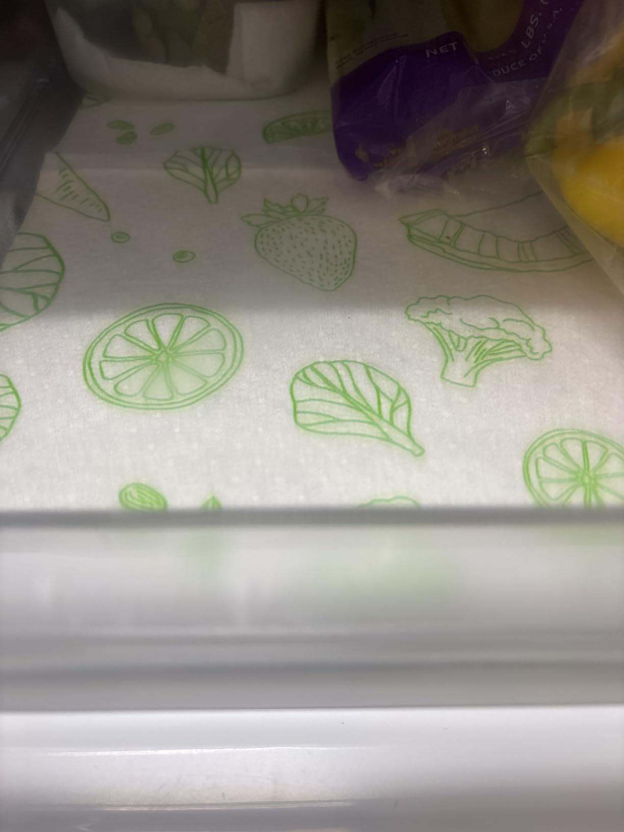 Amyhill 10 Pcs Refrigerator Liners Absorbent Fridge Shelf Liners Refrigerator Mats Washable Fruit and Vegetable Fridge Drawer Mat for Shelves Kitchen Home Cabinet Trays, 12 x 24 Inch customer photo 1