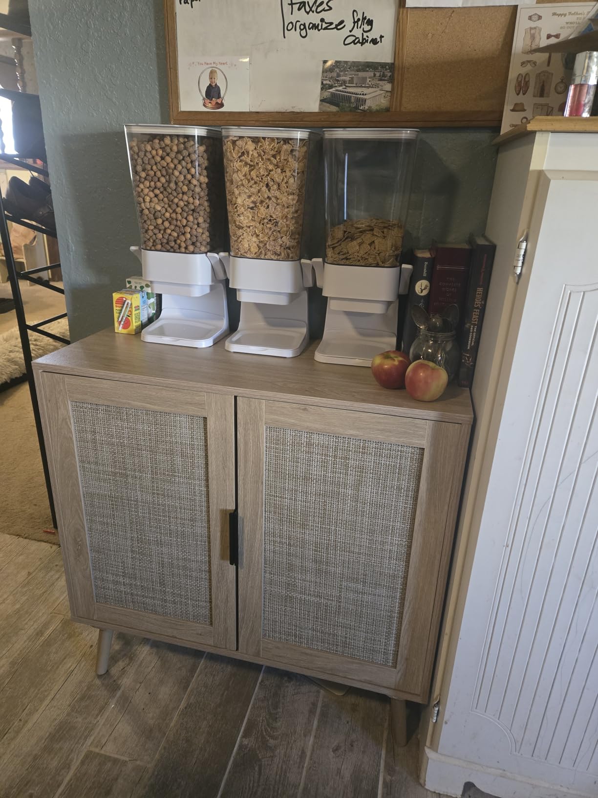 Cereal Dispenser Countertop 2Pc, Cereal Containers Storage, 5L Organization and Storage Containers for Kitchen, Dry Food Dispenser for Rice, Grains, Nuts, Snack,Oatmeal, Pet food, White customer photo 2