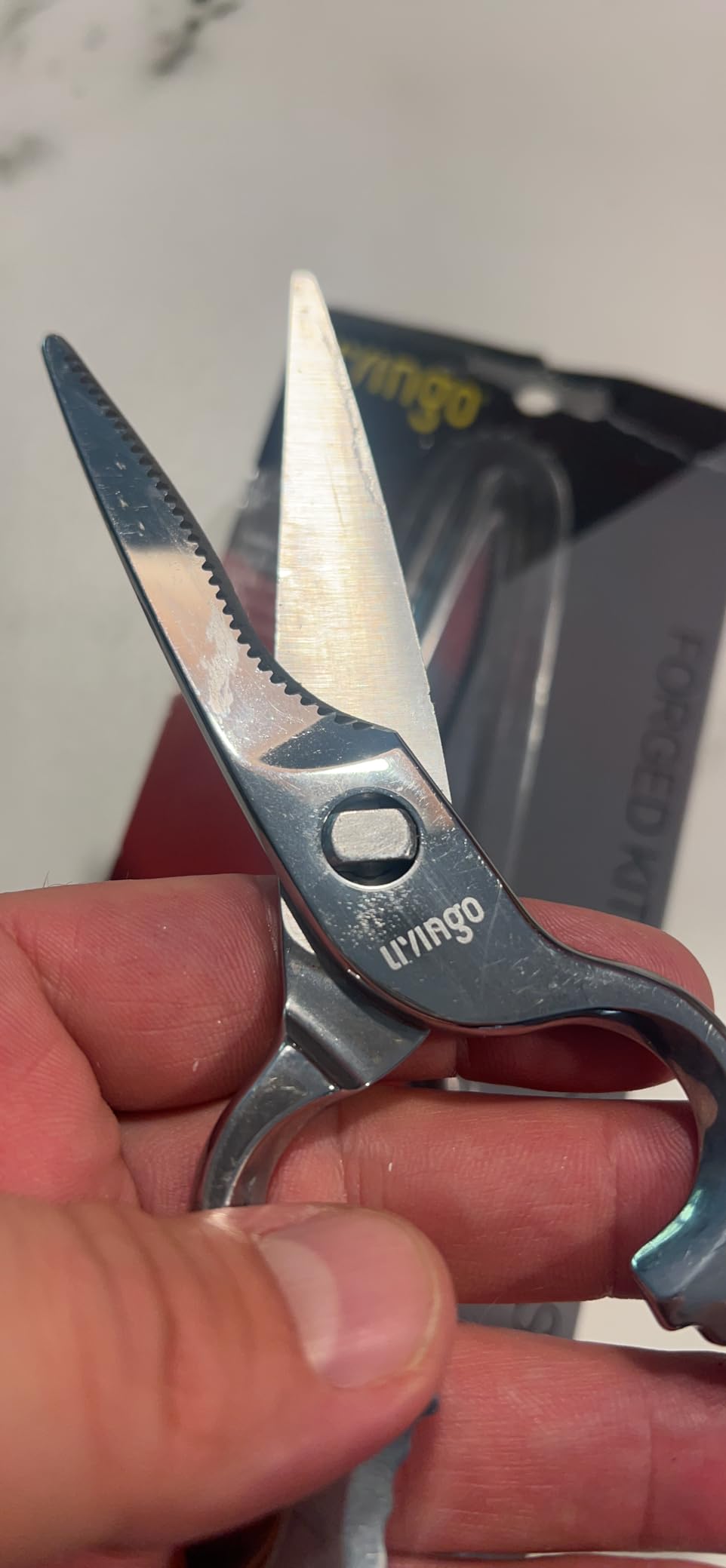 LIVINGO Kitchen Scissors - Heavy Duty Poultry Shears Sharp Cutting Food Chicken Bone Meat Vegetable for Cooking, Multipurpose Stainless Steel Utility Scissors, Safety Lock customer photo 2
