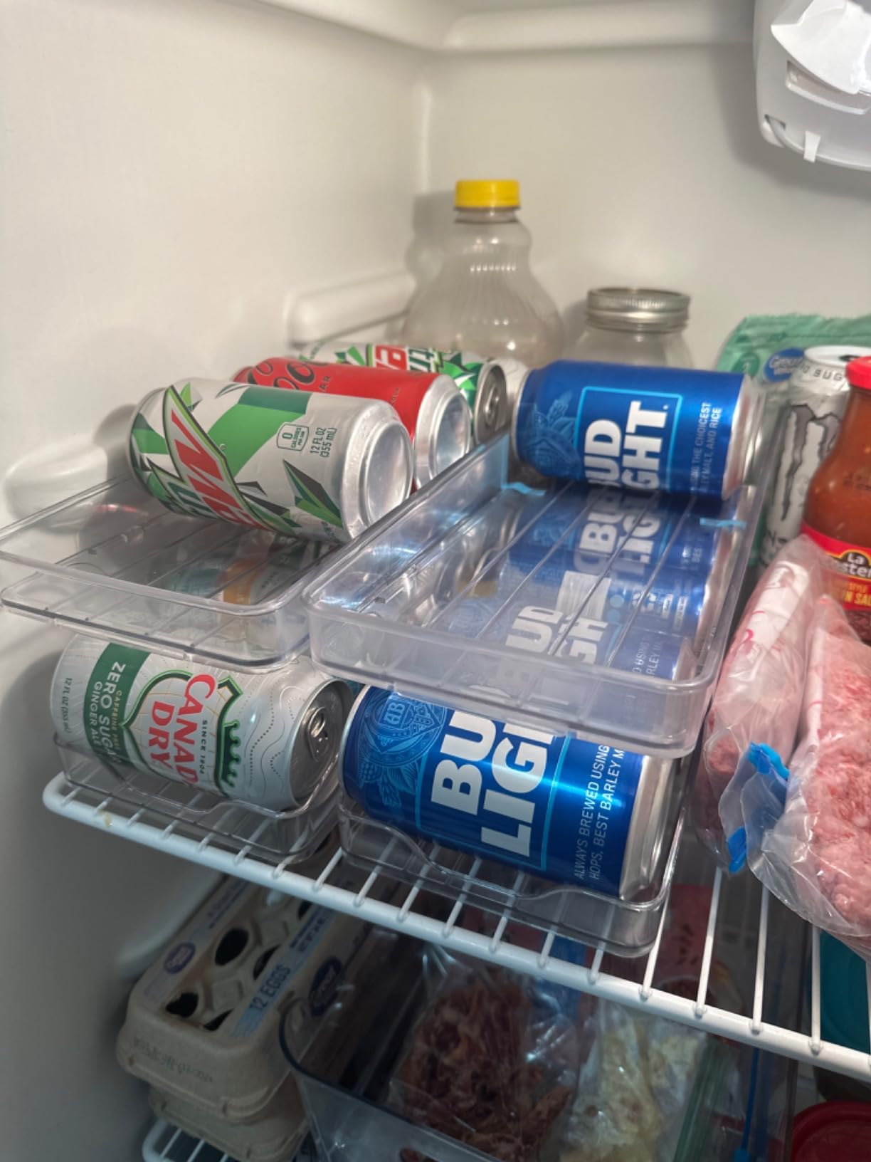 Rolling Soda Can Organizer for Refrigerator Can Dispenser for Fridge Beer Soda Seltzer Pop Can Soda Organizer for 10 Standard Size 11.15oz or 12oz Cans Holder Storage Pantry Organization customer photo 2