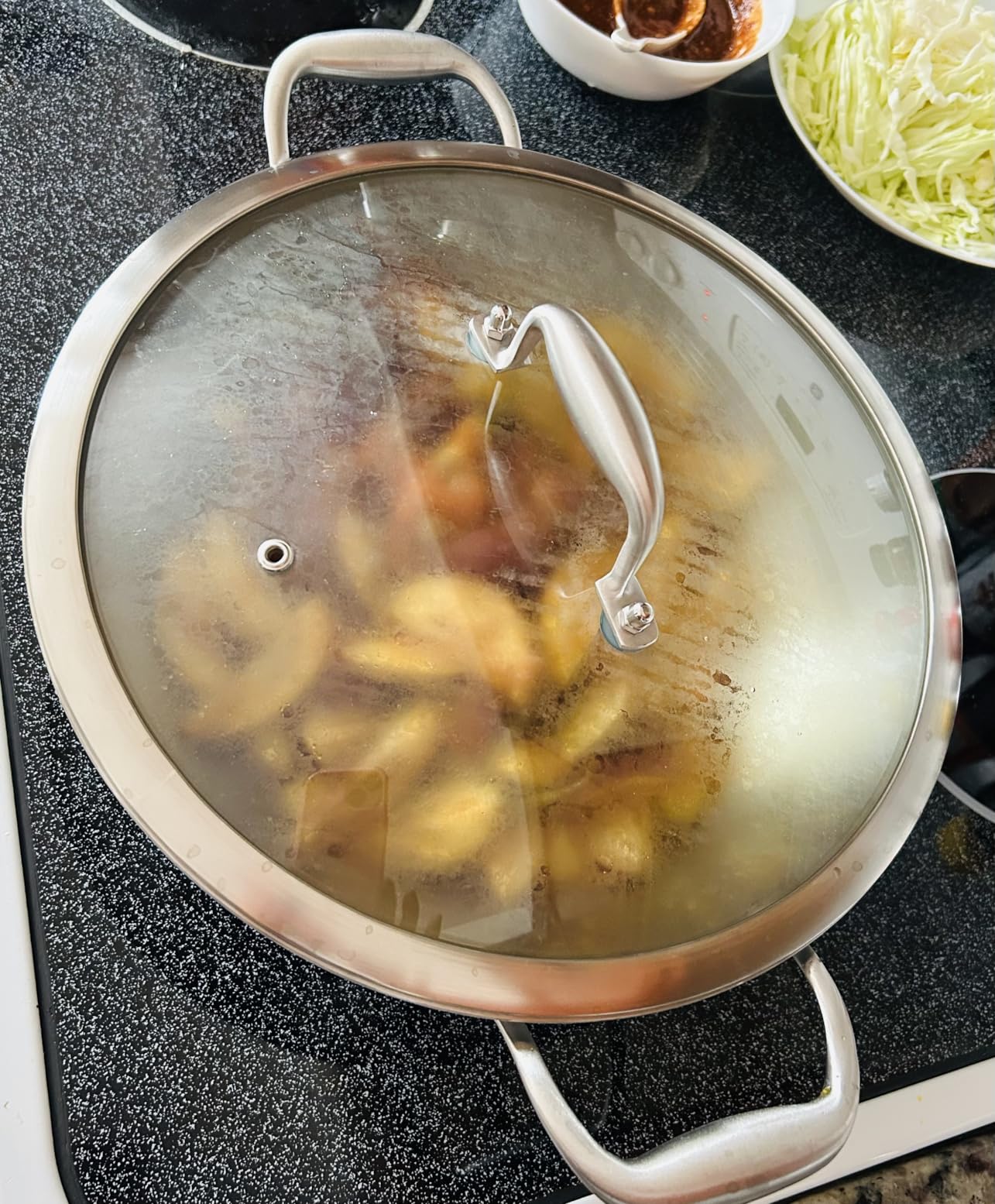 LOLYKITCH 12 Inch Tri-Ply Stainless Steel Wok Pan with Lid,Kadai,5 QT Induction Cooking Pot,Dishwasher and Oven Safe customer photo 1