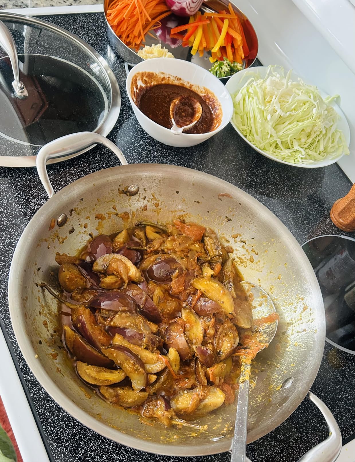 LOLYKITCH 12 Inch Tri-Ply Stainless Steel Wok Pan with Lid,Kadai,5 QT Induction Cooking Pot,Dishwasher and Oven Safe customer photo 2