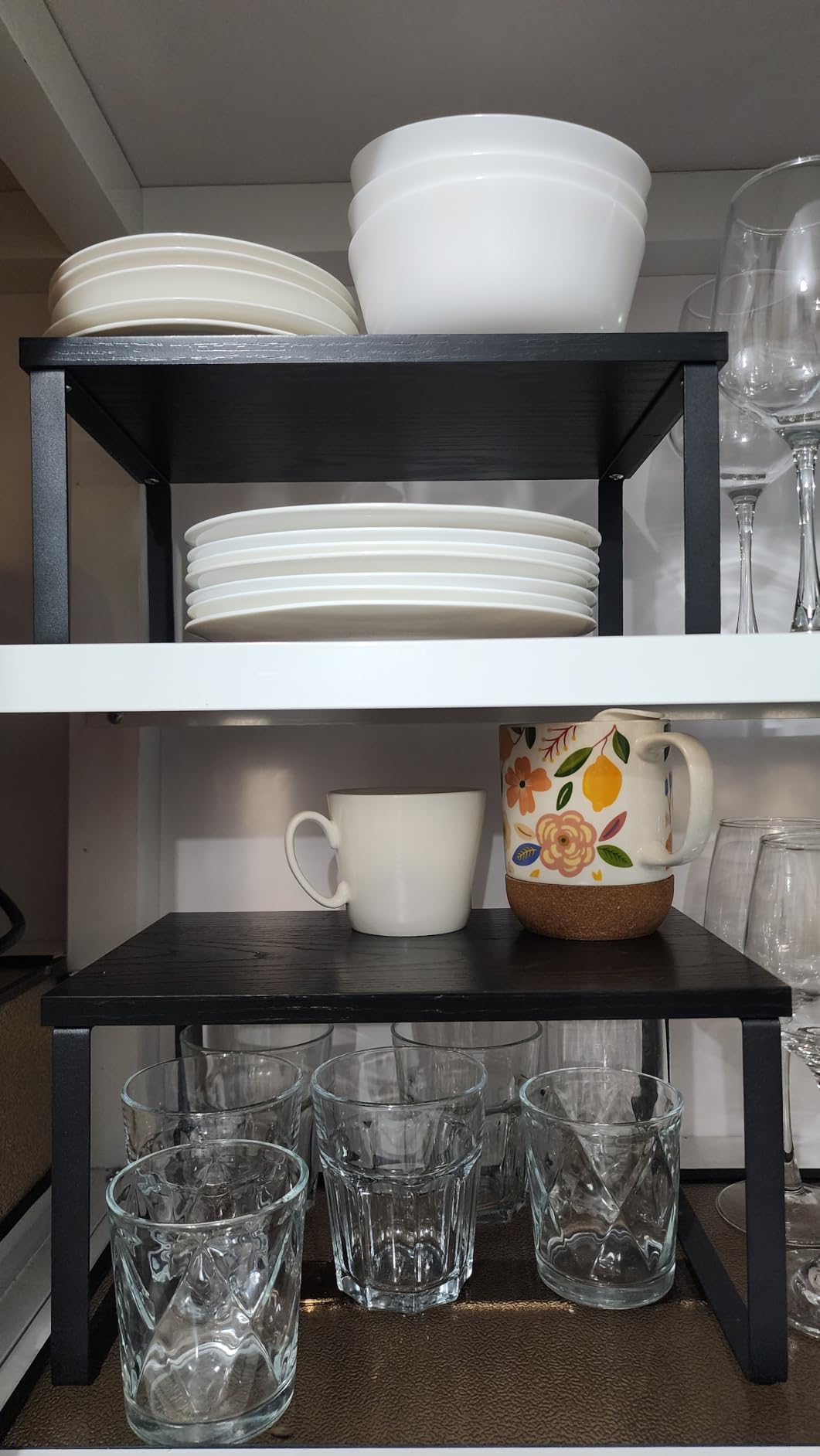 CADUKE Set of 4 Kitchen Counter Shelves Stackable Shelf Organizer Wood Countertop Shelves Expandable Cabinet Shelf Organizers Countertop Storage Rack for Pantry, Industrial Black customer photo 1