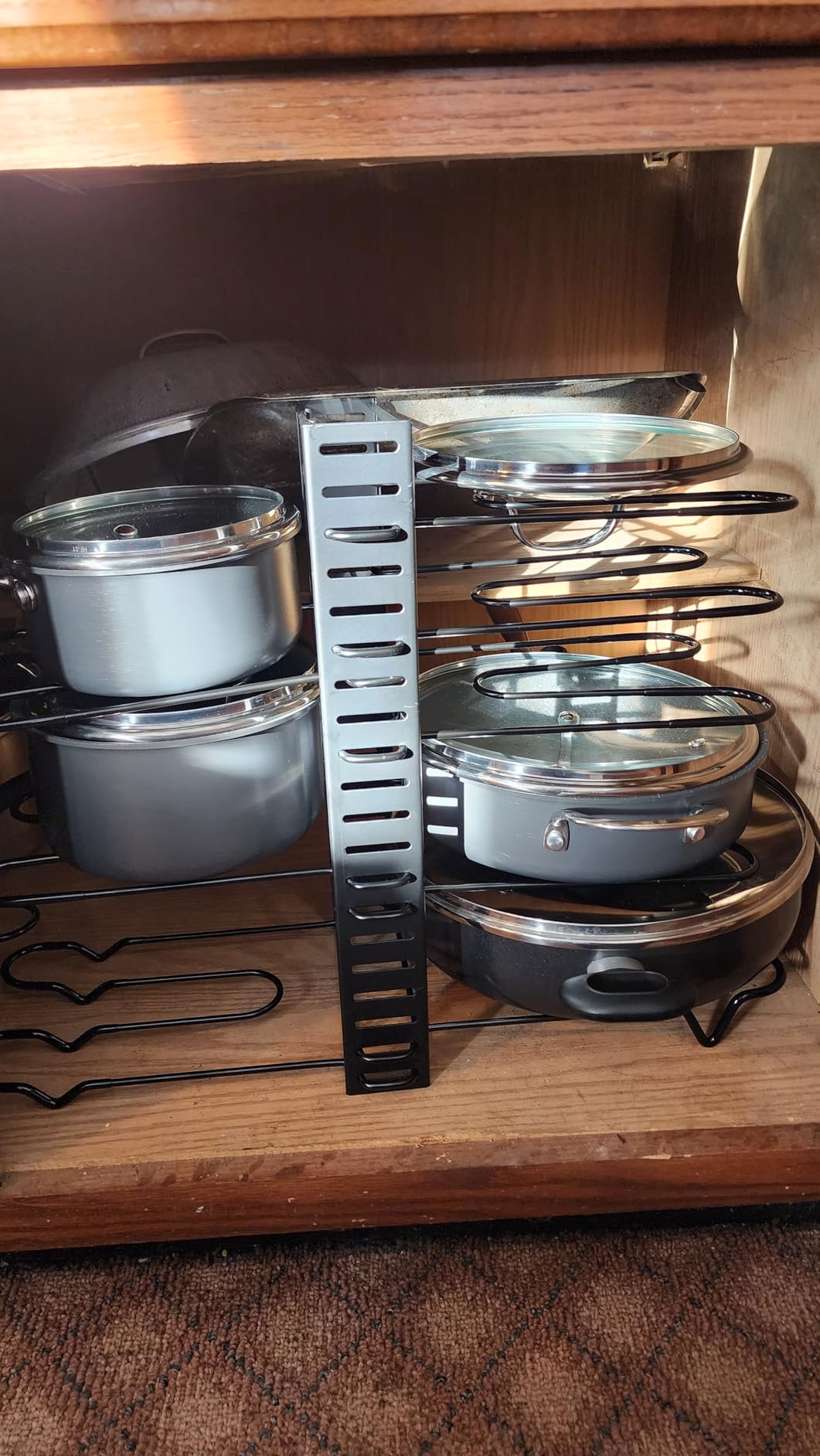 Pots and Pans Organizer Under Cabinet - 8-Tier Adjustable Pan Organizer Rack for Cabinet - Heavy-Duty Pot & Pan Organizer - Perfect to Store Pots, Pans, Lids - Easy Kitchen Organization and Storage customer photo 1