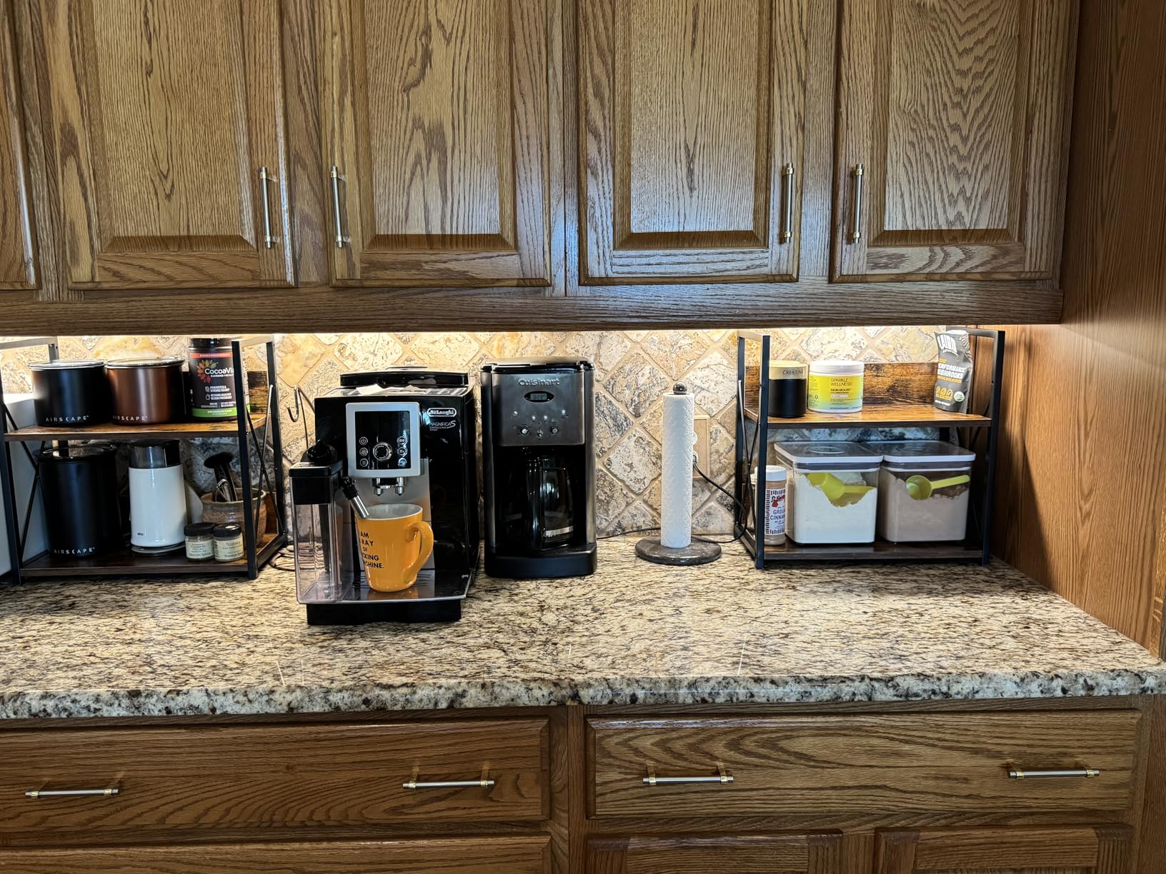 Giikin Countertop Shelf Organizer, 2 Tier Kitchen Spice Rack Organizer for Countertop, Wood Coffee Counter Shelf Organizer for Home customer photo 2