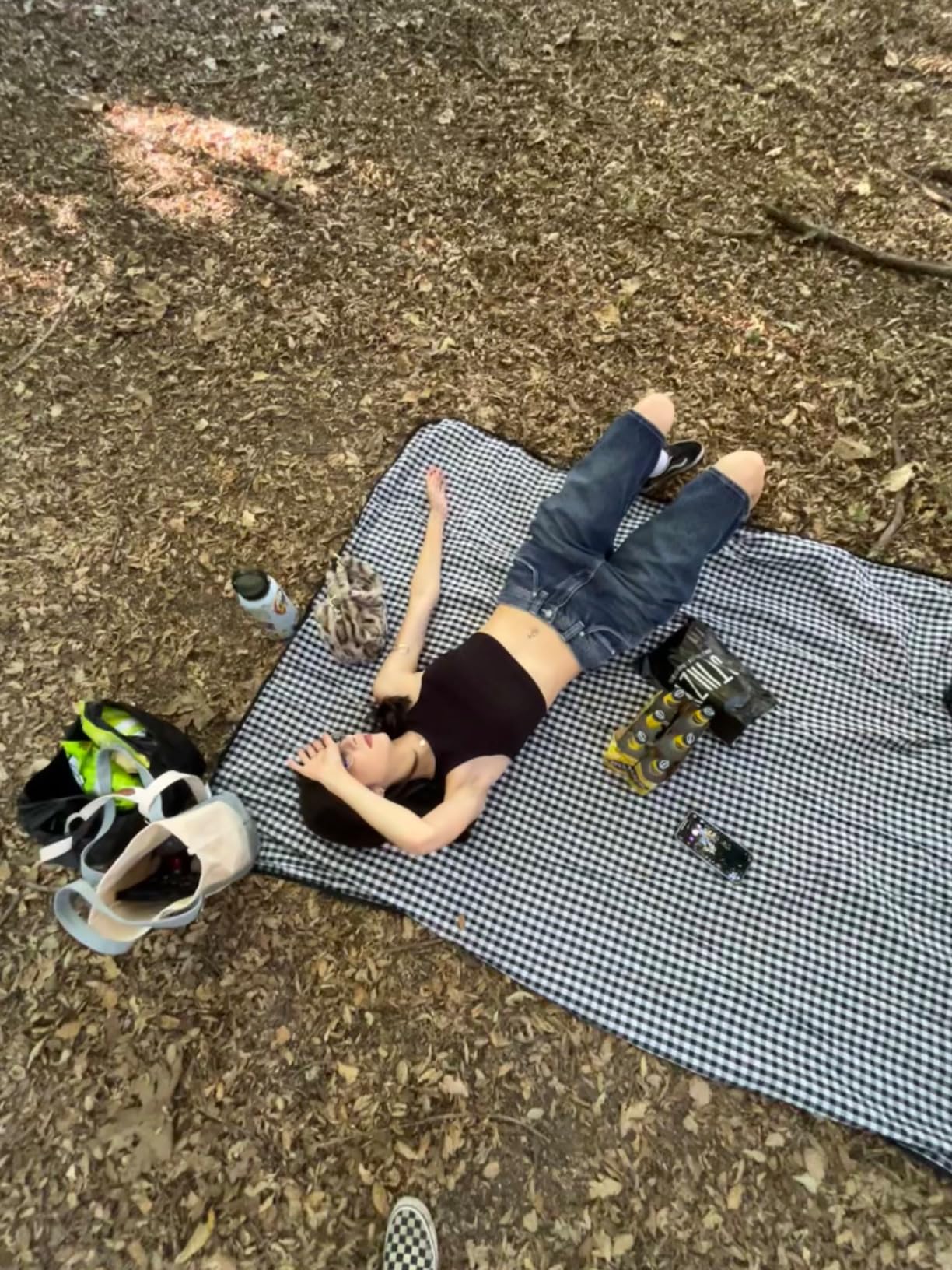 Picnic Outdoor Blankets Waterproof Extra Large - Beach Mat Sand Free Foldable with Carry Strap | Portable Camping Blanket | Park Blanket for Grass Park, Hiking, Travel, Concerts, Indoor (Grey Check) customer photo 1