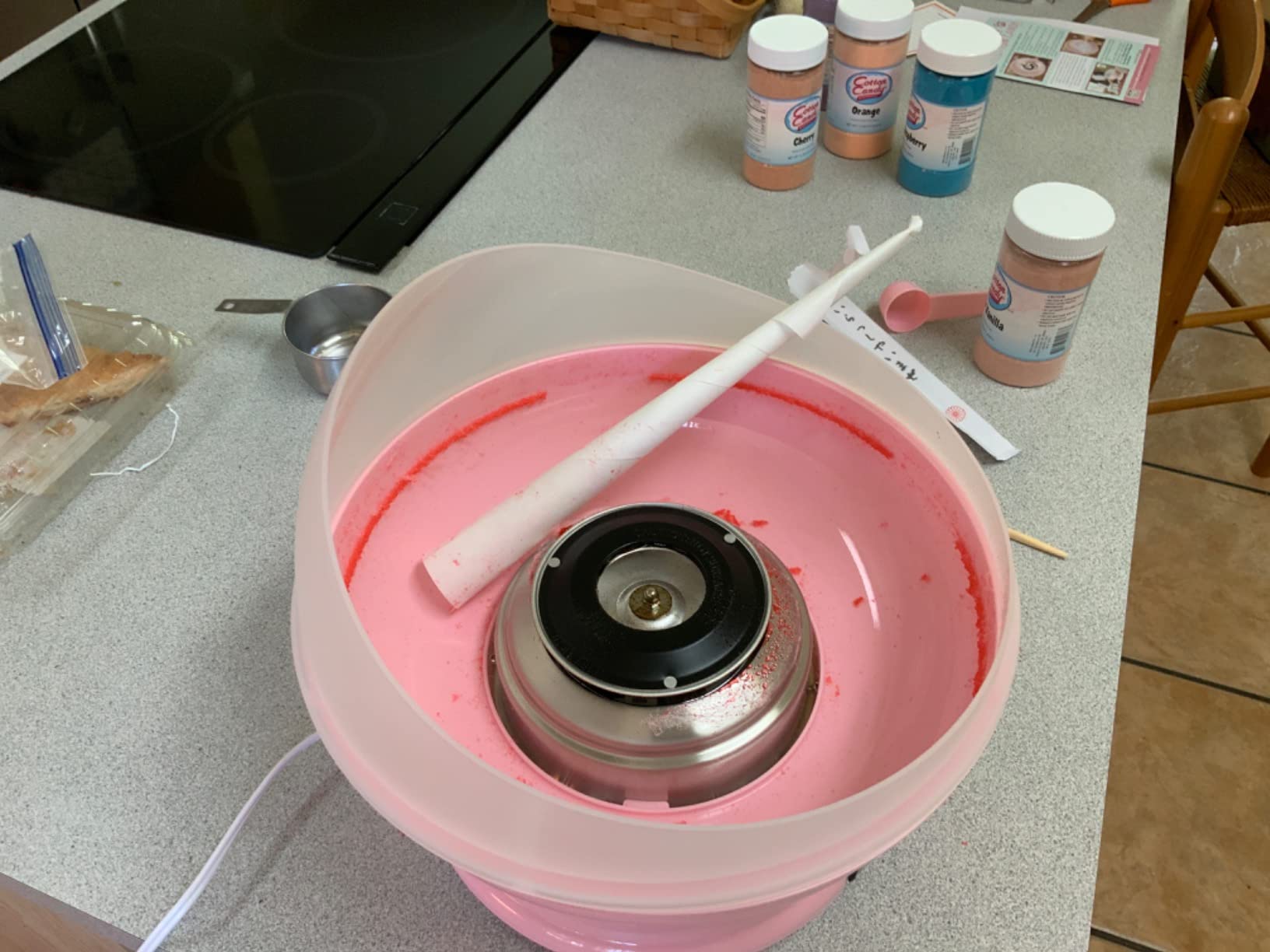 Cotton Candy Express BB1000-S Cotton Candy Machine, with 3-11oz. Jars of Cherry, Grape, Blue Raspberry Floss Sugar & 50 Paper Cones. Easy to Use and Clean. Nostalgia and Fun for Kids and Adults customer photo 2