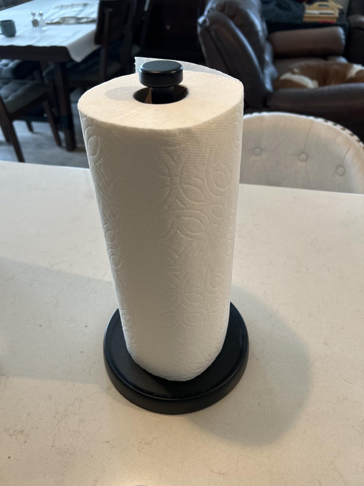 Paper Towel Holder Countertop, One-Handed Tear, Stainless Steel, Weighted Base, Black, Paper Towel Roll Holder Stand with Ratchet Mechanism for Kitchen Bathroom Farmhouse Essentials Decor Accessories customer photo 2