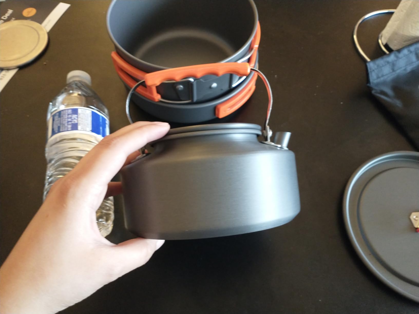 Odoland 10pcs Camping Cookware Camping Pots and Pans Set with Kettle Plastic Bowls and Soup Spoon for Camping, Backpacking, Outdoor Cooking and Picnic customer photo 2