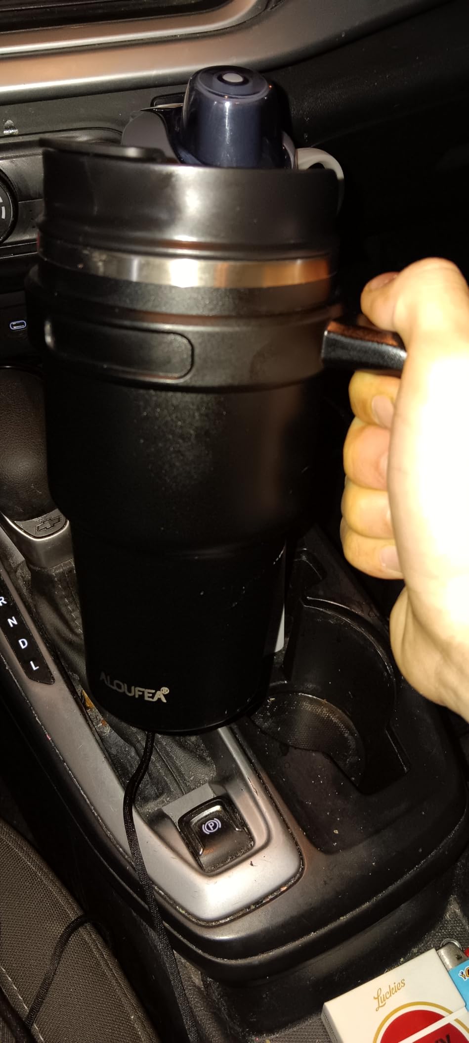 ALOUFEA 20 oz Insulated Coffee Mug Tumbler with Handle, Stainless Steel Travel Mug Tumbler with Lid and Straw,Double Wall Vacuum Leak Proof Ice Coffee Thermal Cup, Navy customer photo 1