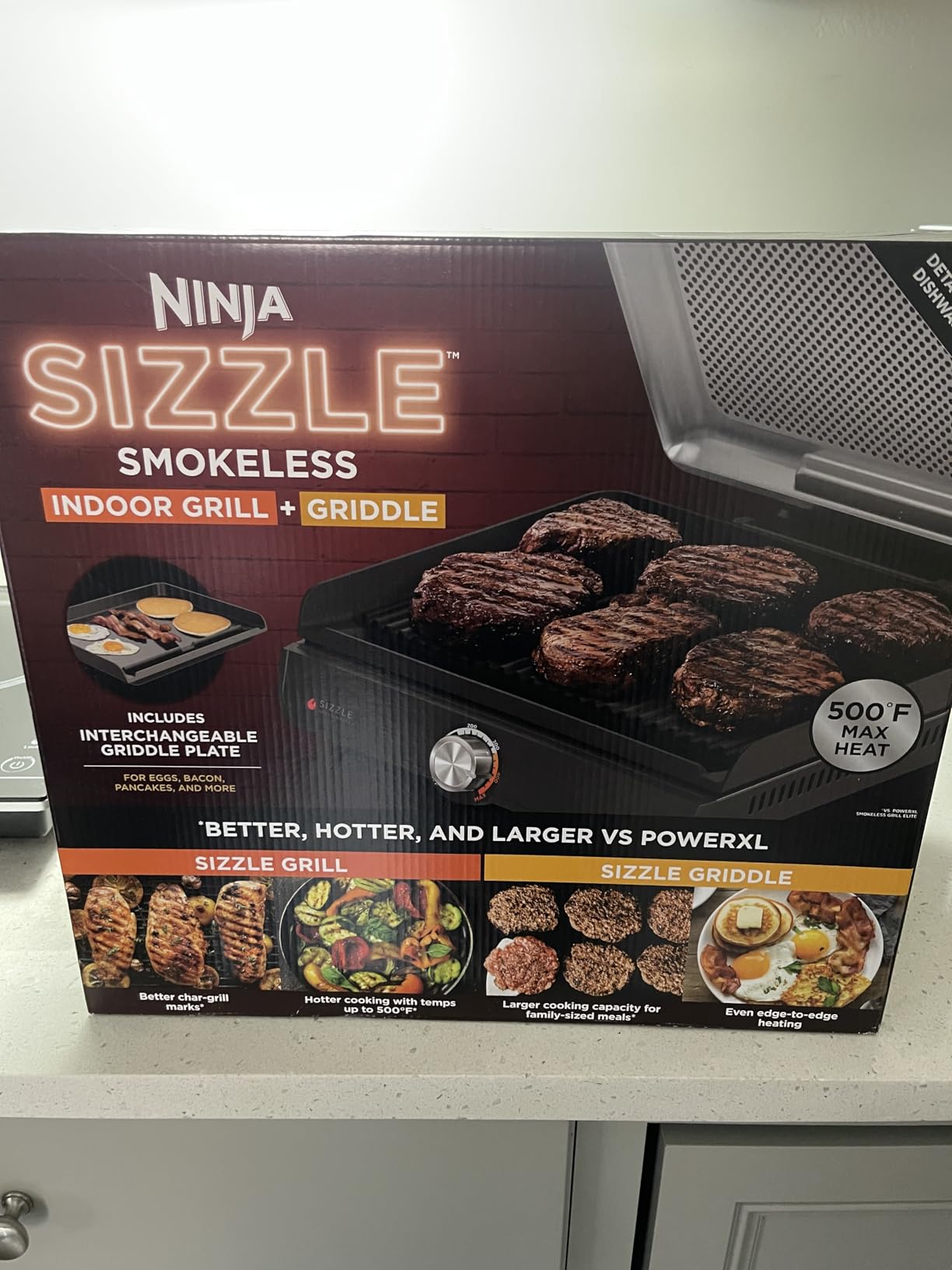Ninja Griddle and Indoor Grill, 14 inch, Electric Grill, For Steak, Burgers, Salmon, Veggies, and More, Pancake Griddle, Nonstick, Dishwasher Safe, 500F, Even Cooking, Silver, GR101 customer photo 2