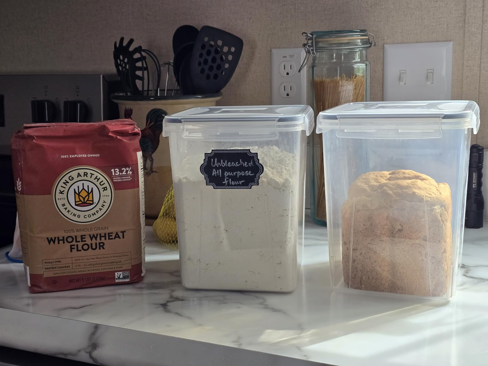 4 Pack Large Airtight Food Storage Containers with Lids (5.2L / 176oz), BPA Free Plastic Kitchen and Pantry Organization Contianers for Cereal Flour and Sugar Storage, Labels & Marker customer photo 1