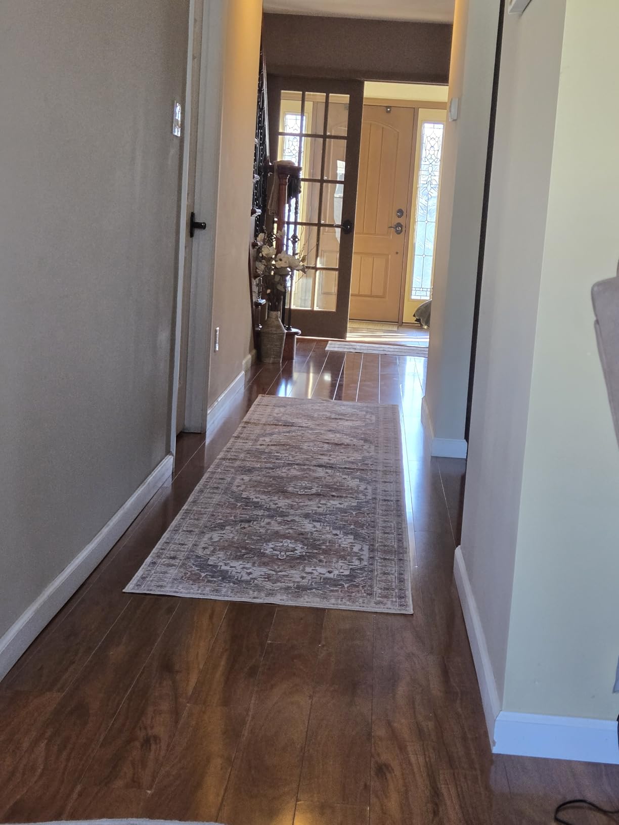 Madane Runner Rug 2x8, Washable Hallway Runner Rugs, Non-Slip Low-Pile Soft Kitchen Rug Runner Laundry Room Rug, Vintage Throw Entry Foyer Mat for Entrance Living Room (Turmeric/Grey, 2 x 8) customer photo 2
