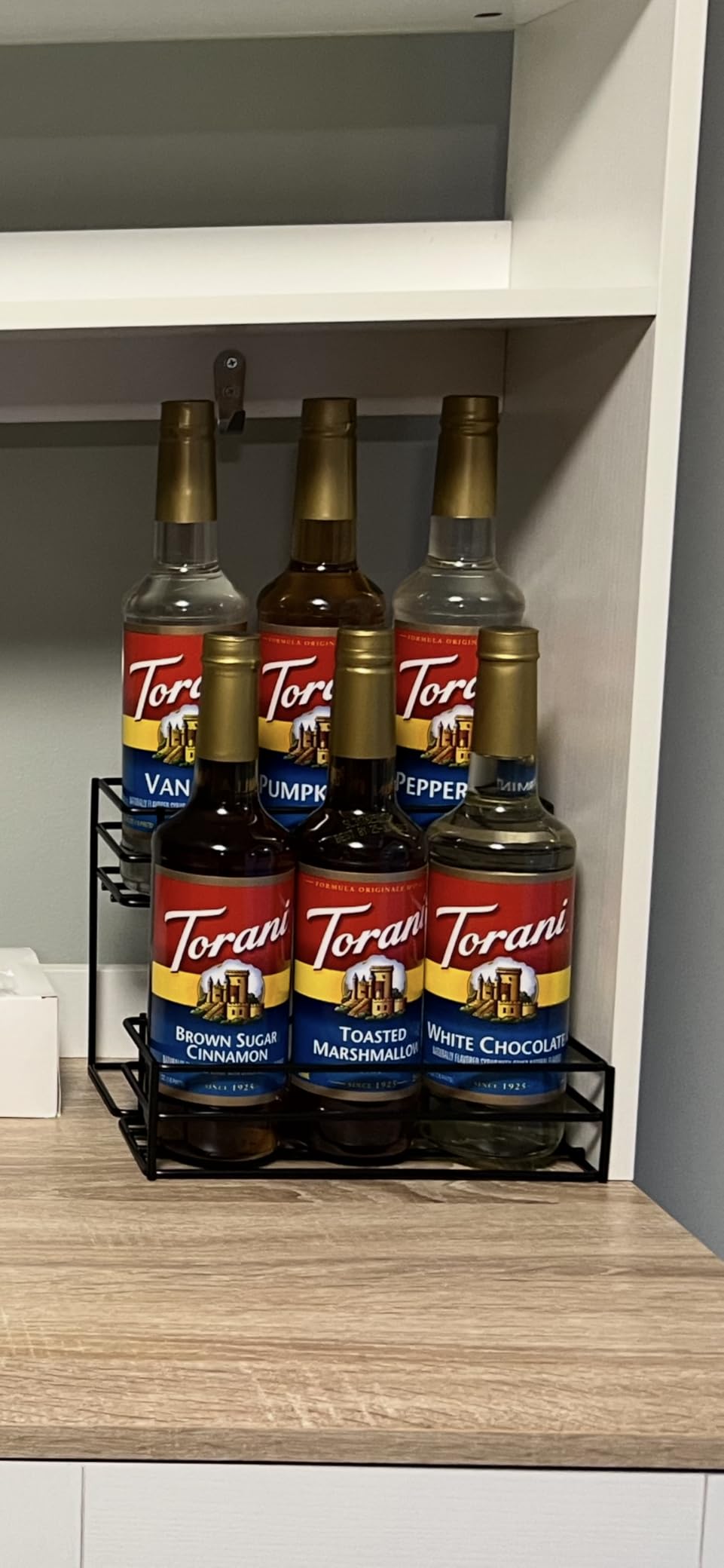 Coffee Syrup Rack (6 Bottle Capacity), Organizer for Coffee Bar & Kitchen, Small Wine Rack for Bar, Family & Storage customer photo 1