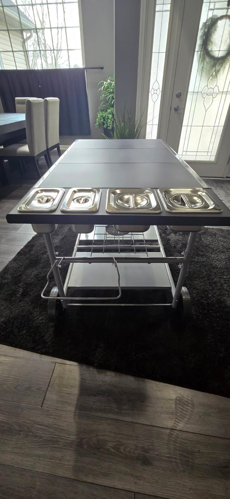 Pizza Oven Table Grill Cart with Pizza Topping Station Movable Food and Prep Workcart Outdoor Grill Table Stand for Ninja Woodfire Blackstone Griddle Cuisinart etc Grill, Barbecue tool set customer photo 2