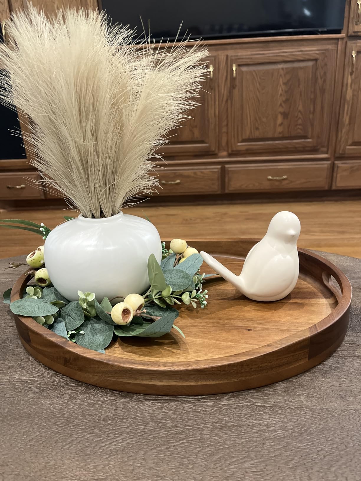 Acacia Wood Serving Tray with Handles - 17