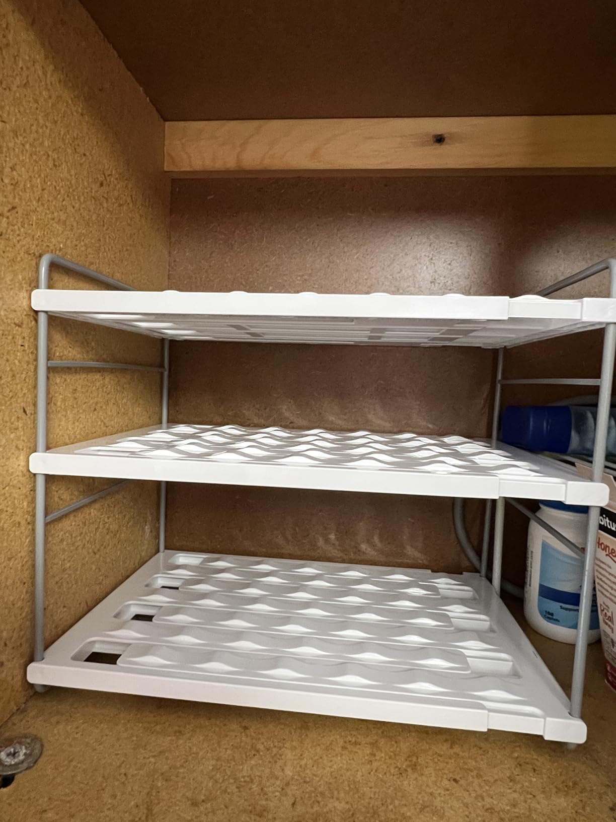 LARGER Compartment - Stackable Water Bottle Organizer Holder - for Stanley & Others' Large Tumbler - Clear Wine Rack, Cup Bottle Holder for Cabinet Home Countertop Fridge Pantry Shelf, 3 Tier Hold 9 customer photo 2