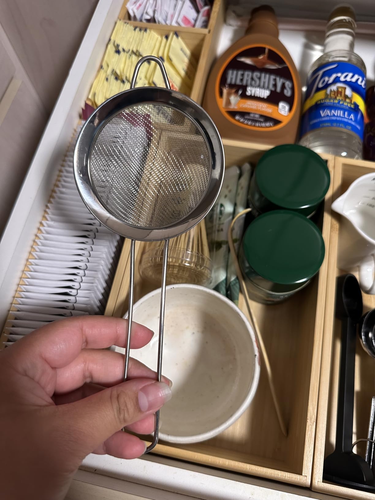 Fine Mesh Strainers for Kitchen, COKUMA Stainless Steel Metal Hand Small Mini Sieve Strainer, Cocktail Strainer Tea Coffee Juice Strainer, Food Strainer with Handle (3.35inch, Silver) customer photo 2