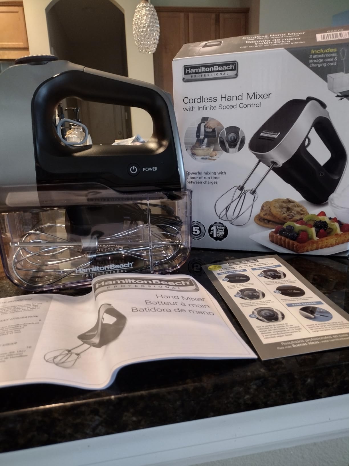 Hamilton Beach Professional Cordless Electric Hand Mixer with Infinite Speed Control, Powerful DC Motor for Effortless Mixing, Quick Recharging, LCD Screen, Whisk, Storage Case, Black (62673) customer photo 1