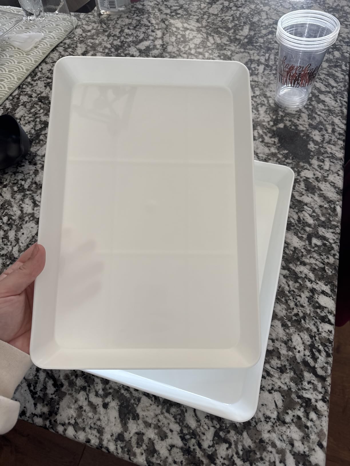 WOWBOX 4 pcs Serving Tray for Entertaining, Grilling BBQ Accessories, Serving Platters for Snacks, Fruit, Reusable Plastic Trays for Serving Food and Pantry Organization customer photo 1