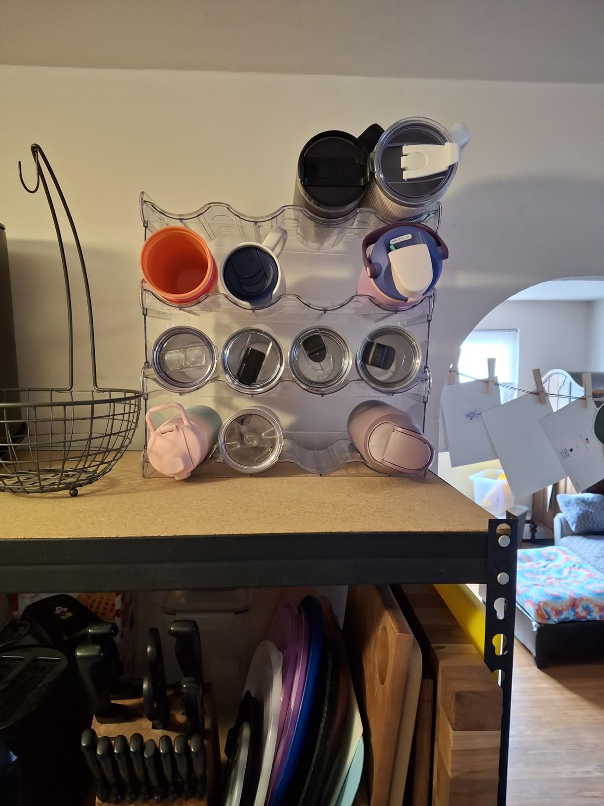 Stackable Water Bottle Organizer, Large Compartment Water Bottle Holder, 4 Tier Clear Water Bottle Organizer for Cabinet, Bottle Rack for Kitchen Organization and Storage - Hold 16 Bottles customer photo 2