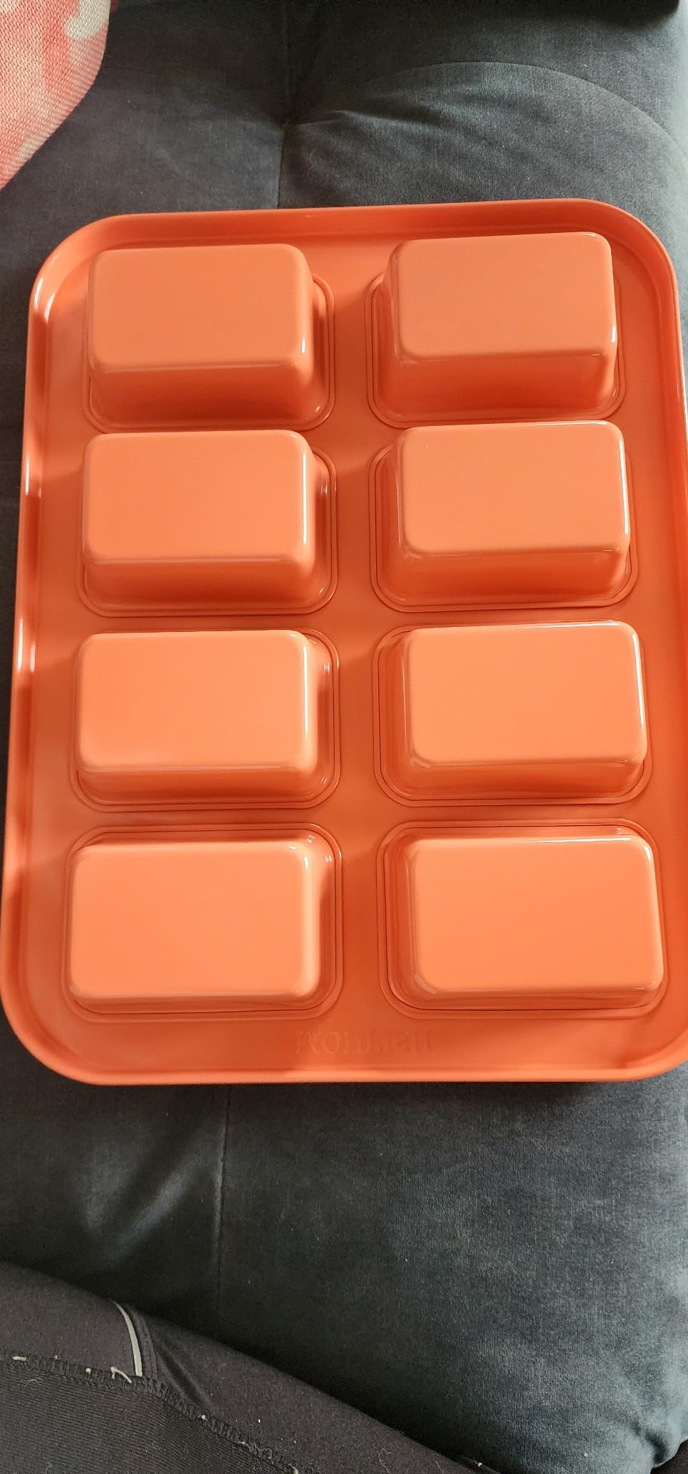 Mini Loaf Baking Pan 8 Cavity- Small Rectangle cake Pan -Financier Cake Mold Carbon Steel light gray non-stick coating bakeware w Perracotta base customer photo 1