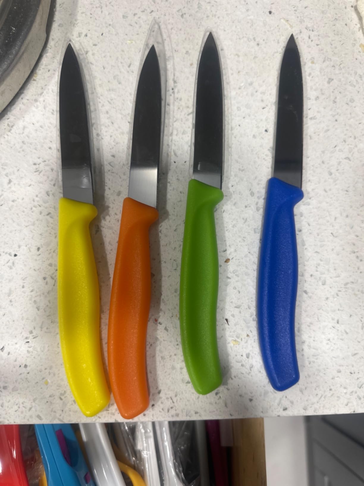 BEWOS 4-Piece Paring Knife Set - Paring Knives with Ergonomic Handle, 3.5 Inch Triple Rivet Paring Knives, Stainless Steel/Black Parers for Vegetable, Fruit & Kitchen Use customer photo 1