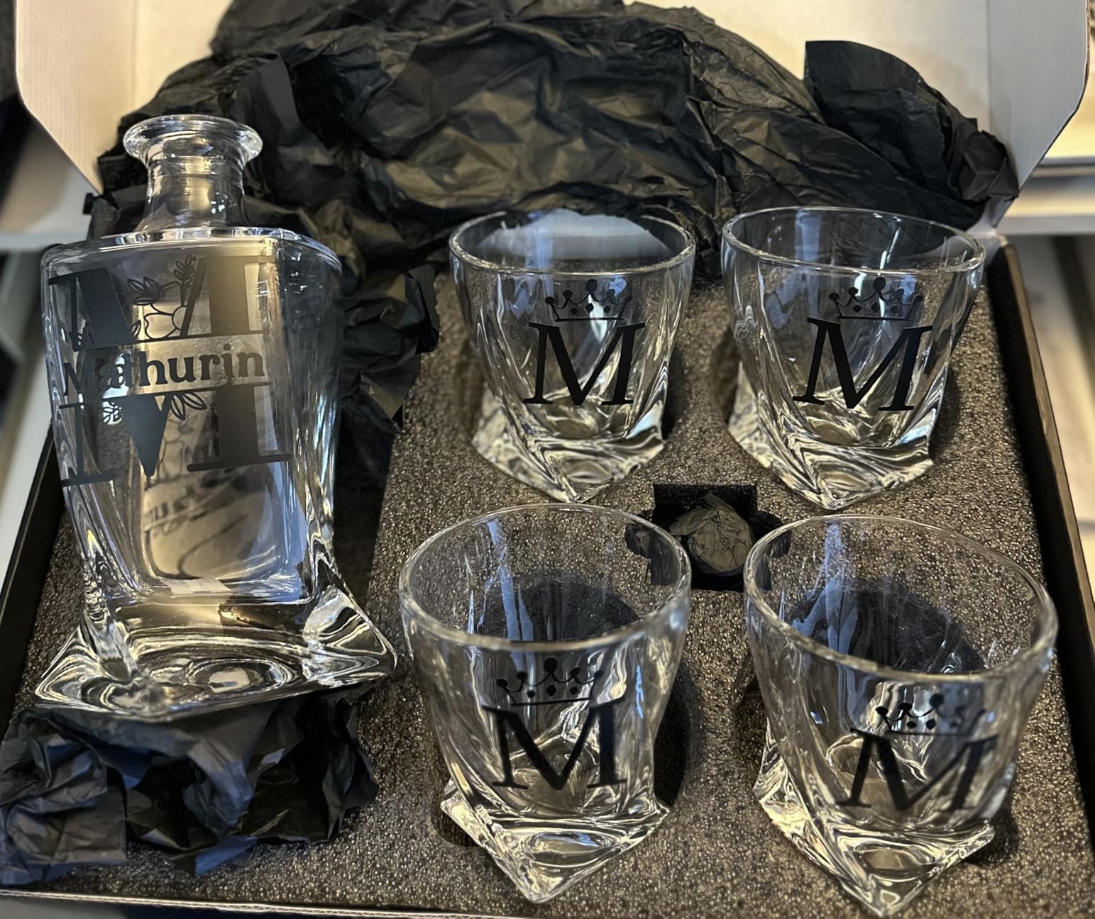 Luxury Gift For Men - Whiskey Decanter Set For Beloved Husband Or Dad Birthday Gift - 4 Whiskey Glasses And Decanter Set Is a Great Gift Idea for Whisky, Bourbon, or Scotch lovers customer photo 1