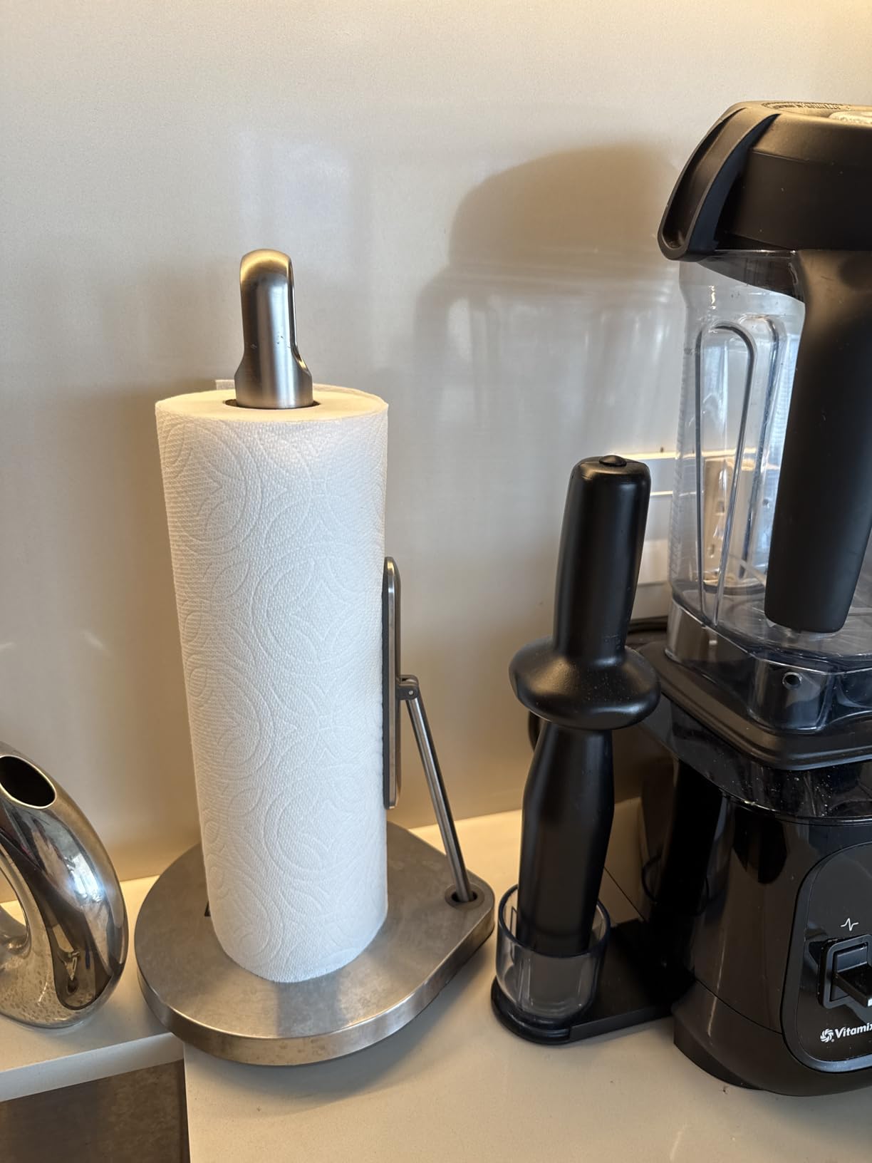 simplehuman Tension Arm Standing Paper Towel Holder, Heavy-Duty, Easy One-Handed Tear, Kitchen Countertop, Brass Stainless Steel customer photo 1