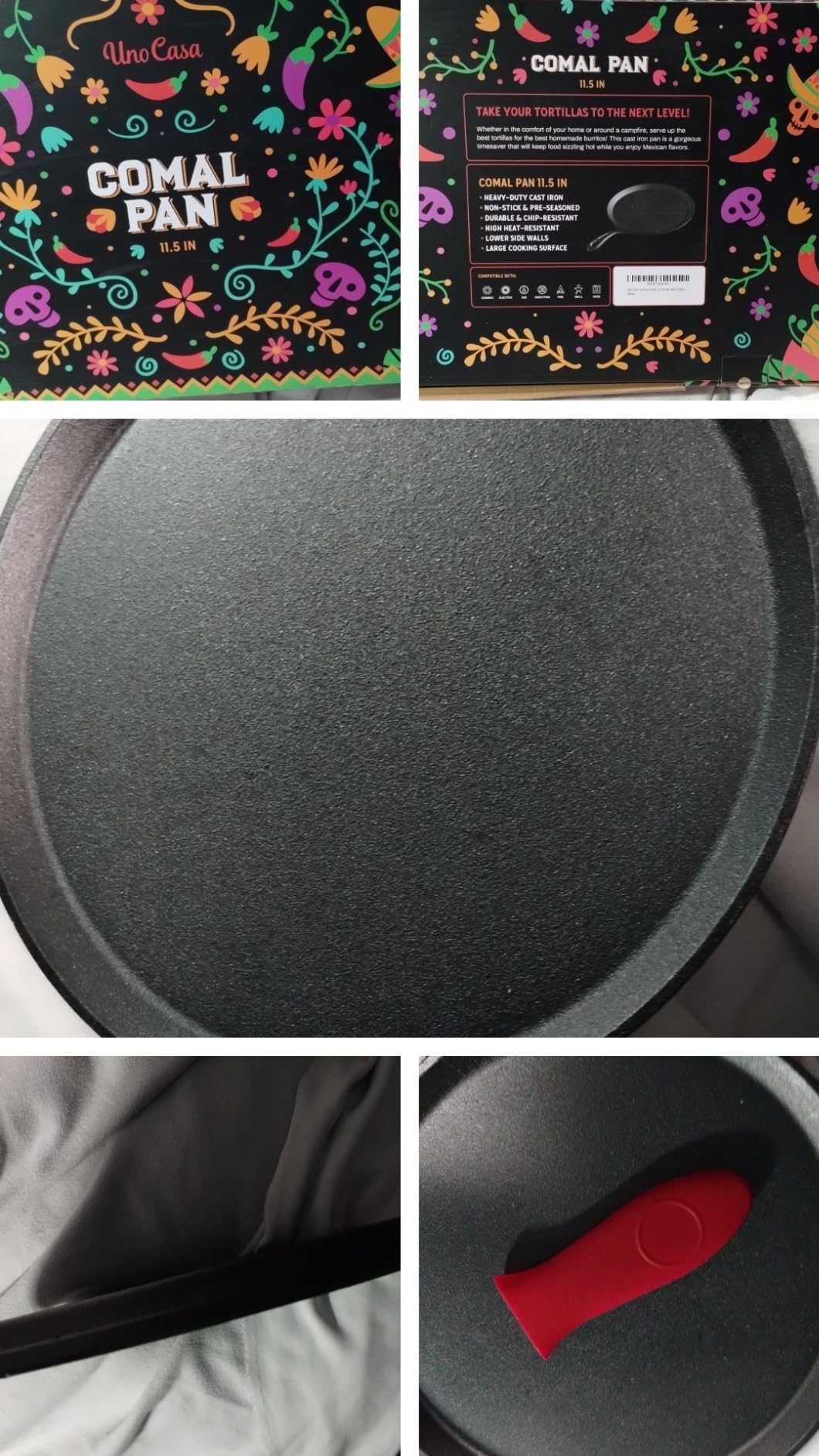Uno Casa Cast Iron Comal Pan 11.5 Inch - Skillet for Roti, Tawa/Dosa Pan Pataconera, Comales para Tortillas - Cast Iron Pizza Pan - Comal Para Tortillas Grande customer photo 2