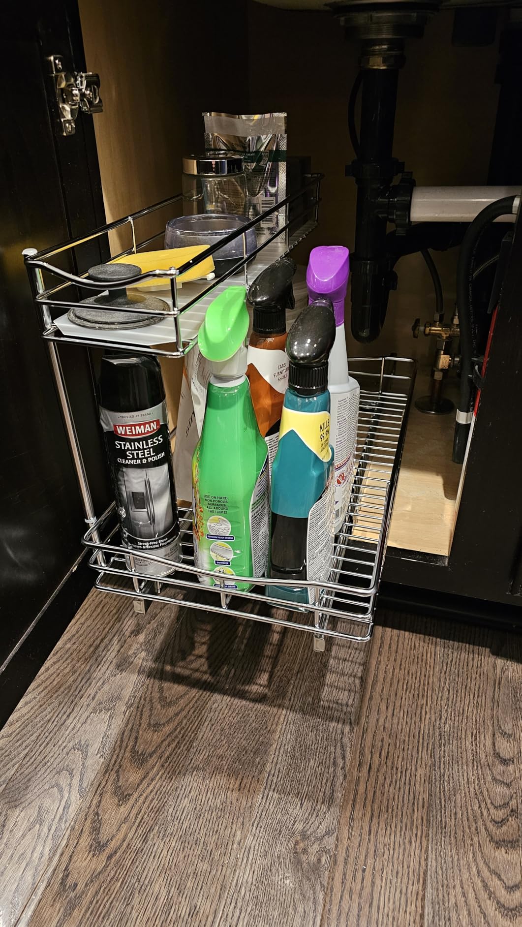 LYNK PROFESSIONAL SELECT Pull Out Under Sink Kitchen Cabinet Organizer - 11.5 in. x 18 inch deep Drawer - Sliding Shelf Organizer and Undersink Storage Shelves - Lifetime Ltd. Warranty Chrome customer photo 1