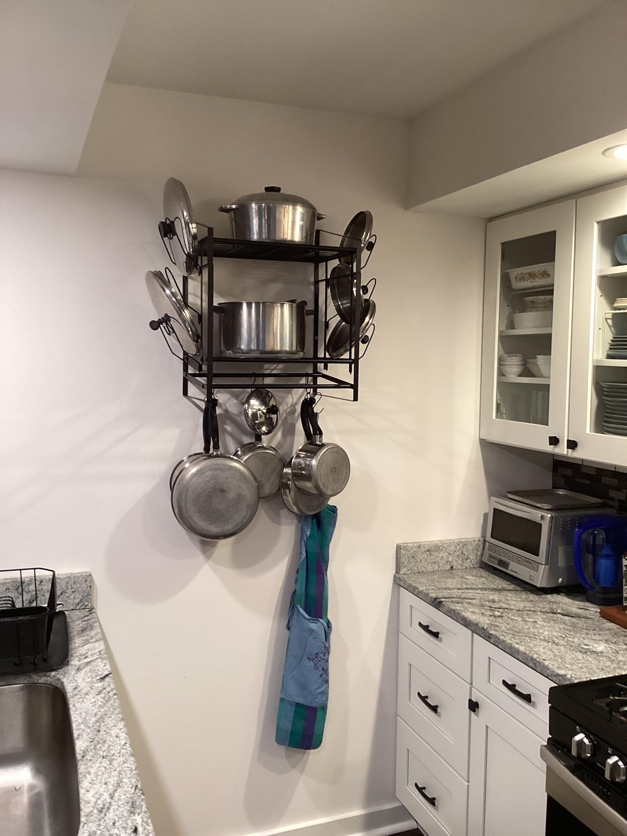 VyGrow 28 Inch Pot Rack Wall Mounted, 2 Tier Pots and Pans Organizer with 20 Hooks and 6 Pot Lid Holders, Heavy Duty Steel Pot and Pan Hanger for Kitchen Cookware Utensils Storage customer photo 2