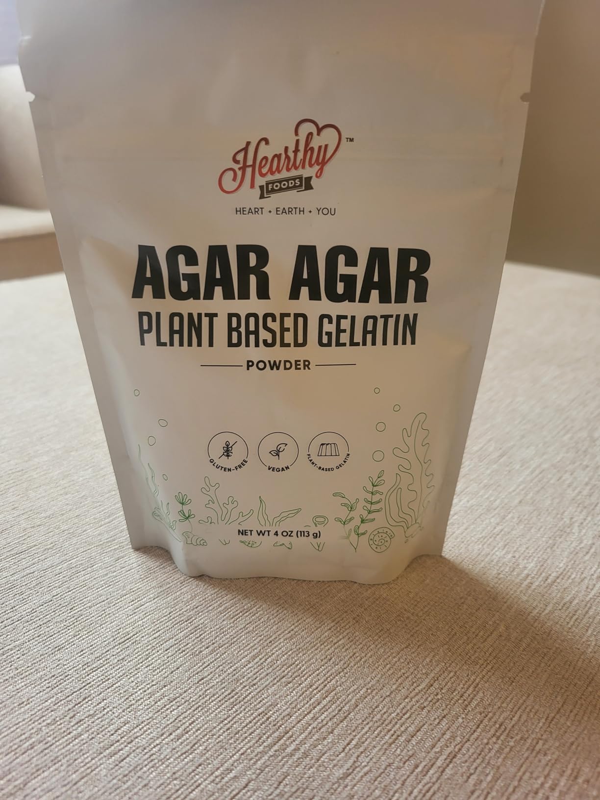 Hearthy Foods Agar Agar Powder (4oz) Vegan Gelatin Substitute, Certified Halal, Kosher, Gluten-free, Non-GMO, 100%, Sugar-free, Kosher, Halal, Desserts, 100% Natural Red Algae customer photo 2