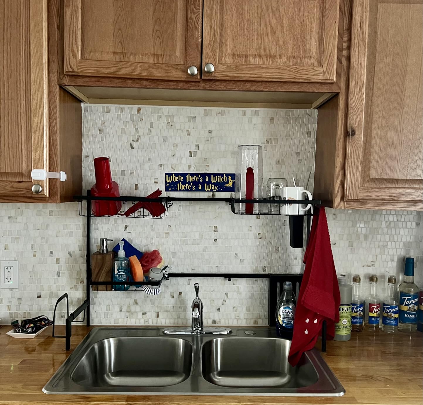 Over The Sink Dish Drying Rack - Adjustable 2 Tier Large Capacity Stainless Steel Drainer with Cutlery & Utensil Holders, 30