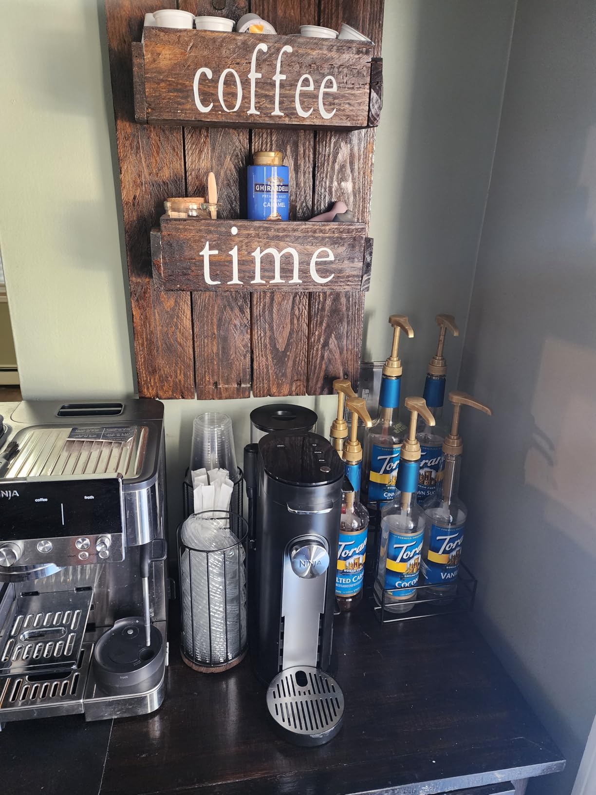 Coffee Syrup Rack (4 Bottle Capacity)，Coffee Syrup Organizer for Coffee Bar,Kitchen.Small Wine Rack for Bar,Family,Storage for Syrup, Wine, Dressing customer photo 2
