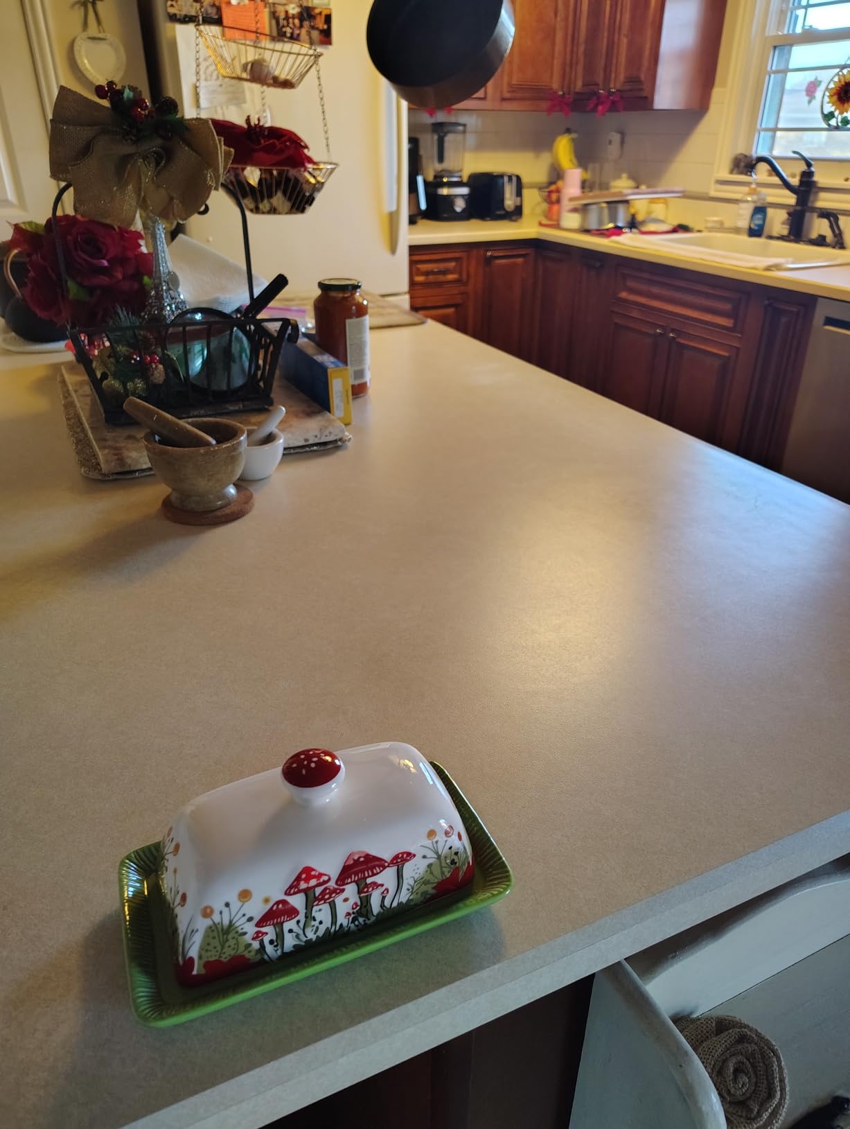 Fungi Fun Mushroom Butter Dish With Lid - Cute Cottagecore Ceramic Storage Container, Vintage French Covered Tray, Boho Farmhouse Kitchen Decor Gift, Unique Countertop Holder (White, Standard) customer photo 2