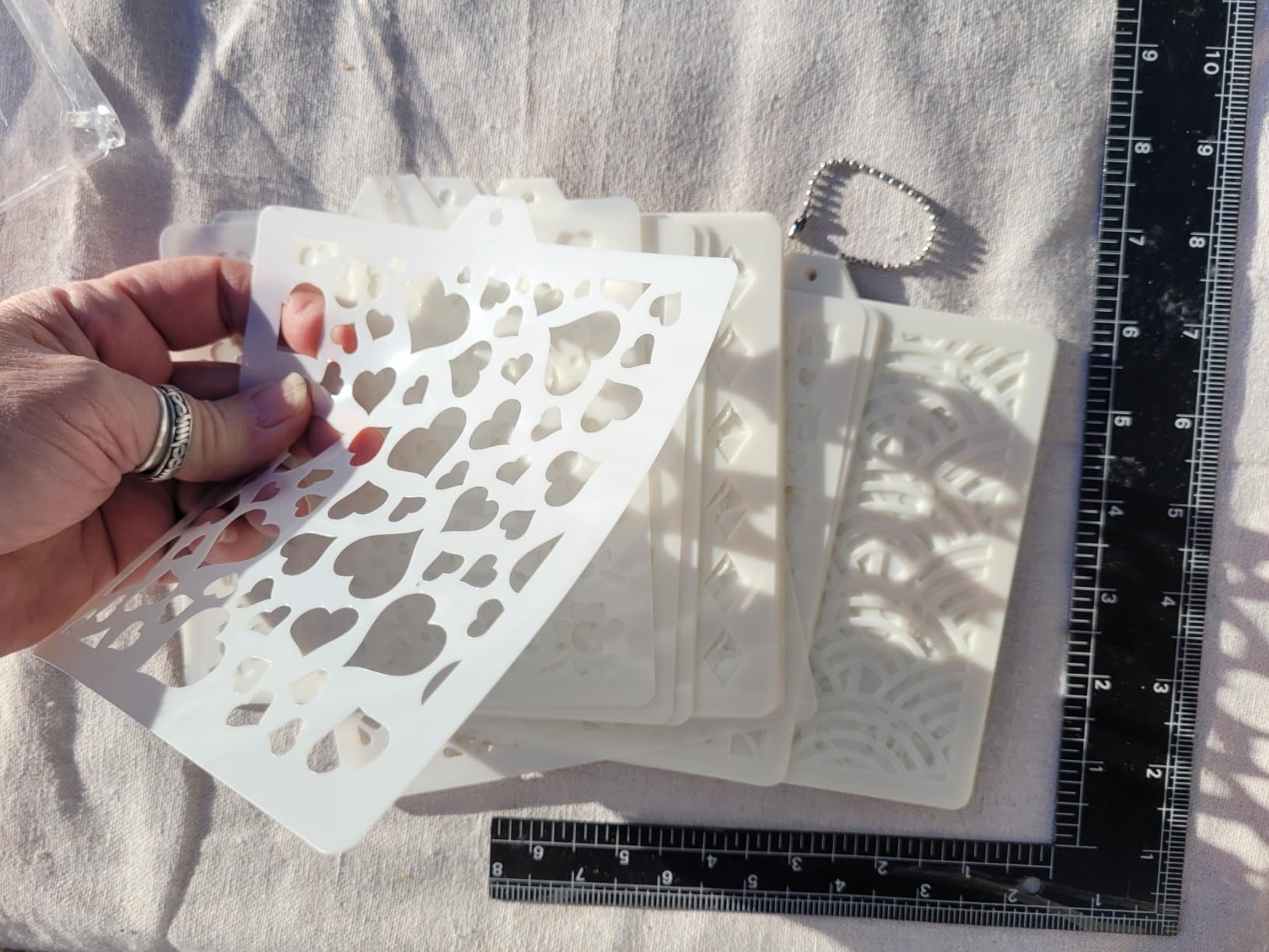 JULBEAR 36 PCS Cookie Stencil, Royal Icing Cookie Cake Stencils Reusable Pattern Airbrush Templates Mold Tools for Cookies Baking Painting Dessert Coffee Decoration DIY Party Decor（5.5x5.5 inches） customer photo 2