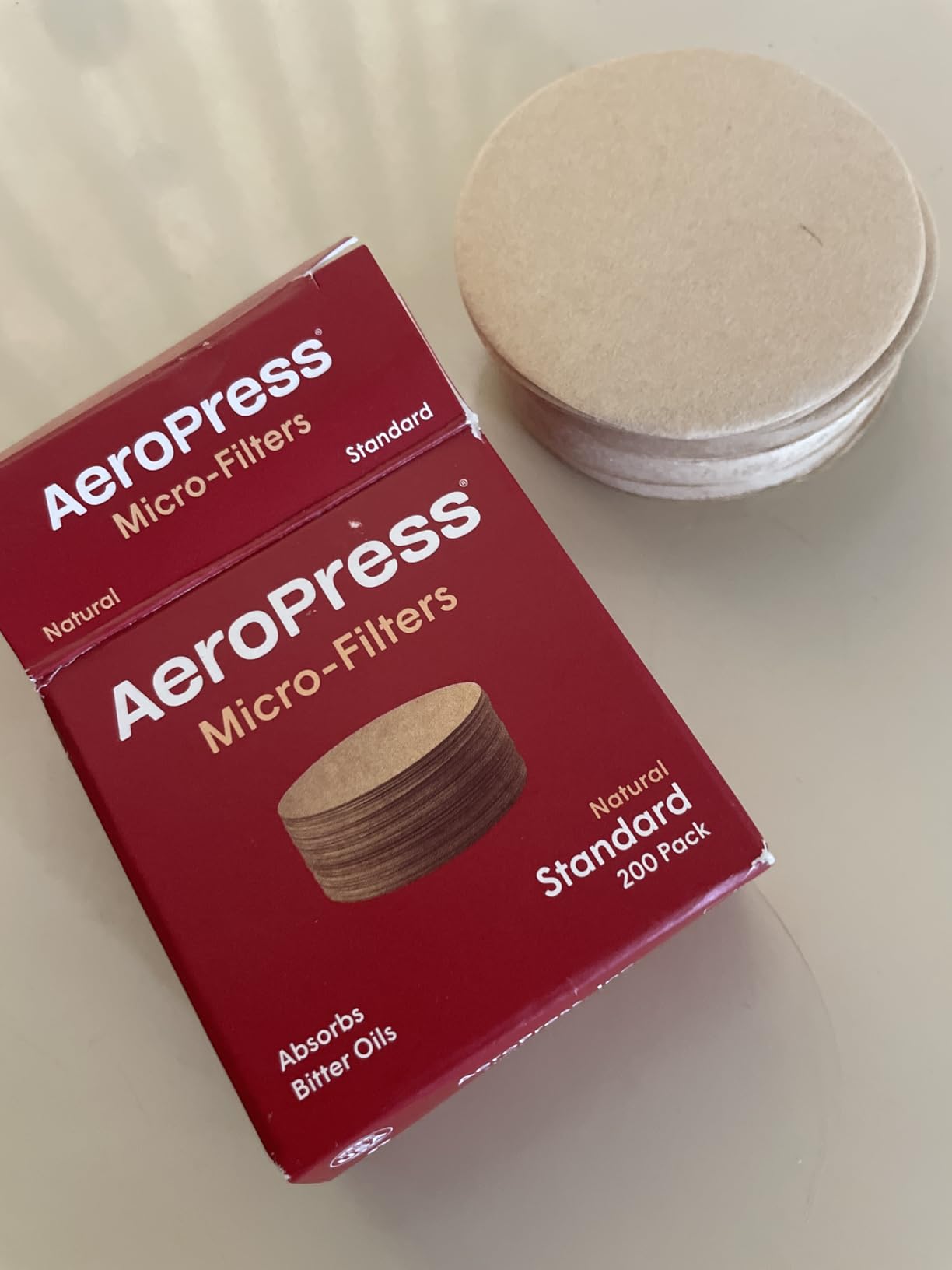AeroPress Coffee Maker Natural Paper Micro-Filters - Round Replacement Coffee Filters, Unbleached, Compostable Paper Filters, Fits Standard Size AeroPress Coffee Makers, 200 Count customer photo 1