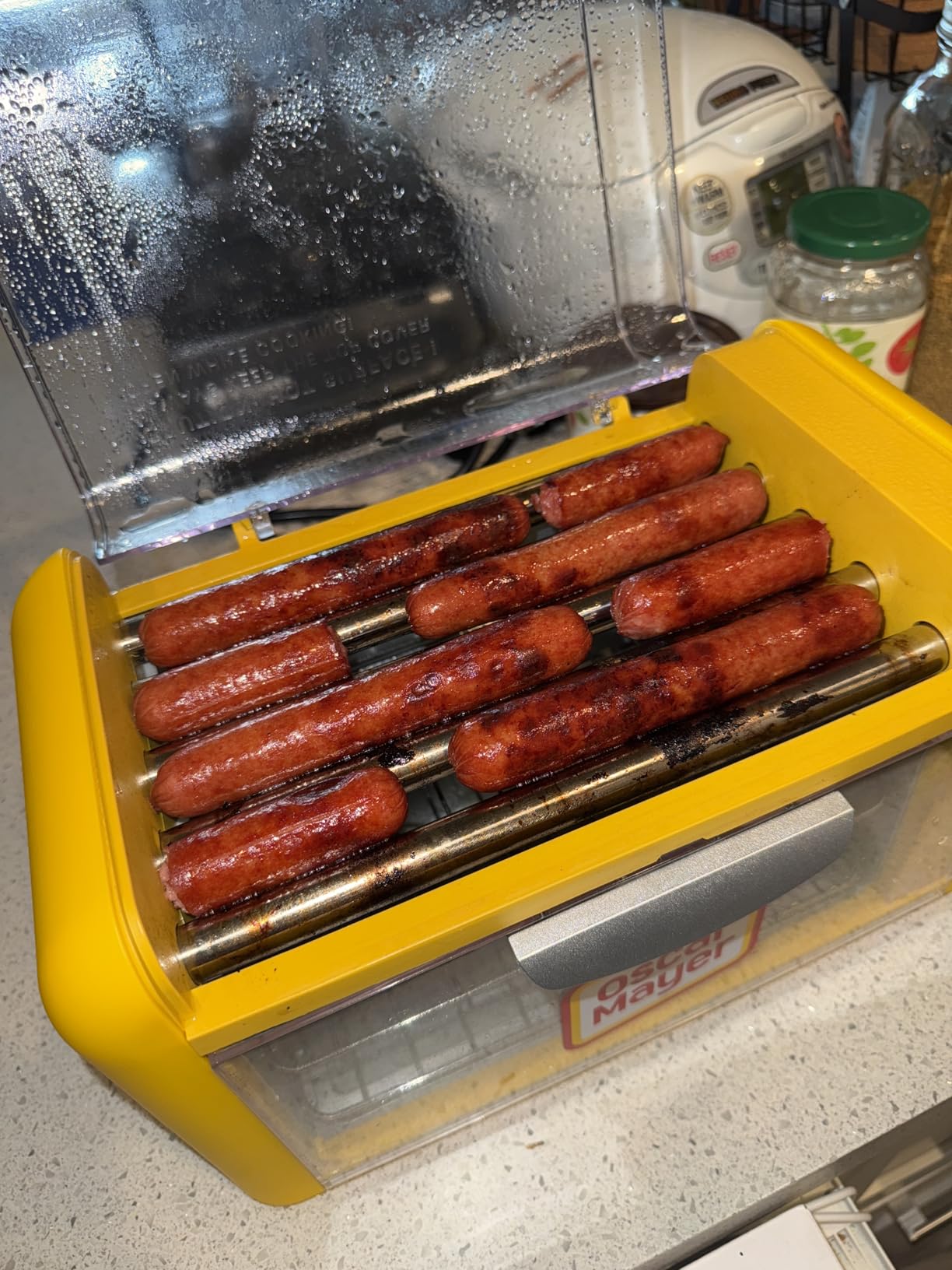 Nostalgia Oscar Mayer Extra Large 8 Hot Dog Roller & Bun Toaster Oven, Stainless Steel Grill Rollers, Non-stick Warming Racks, Perfect for Dogs, Veggie Sausages, Brats, Adjustable Timer, Red customer photo 1