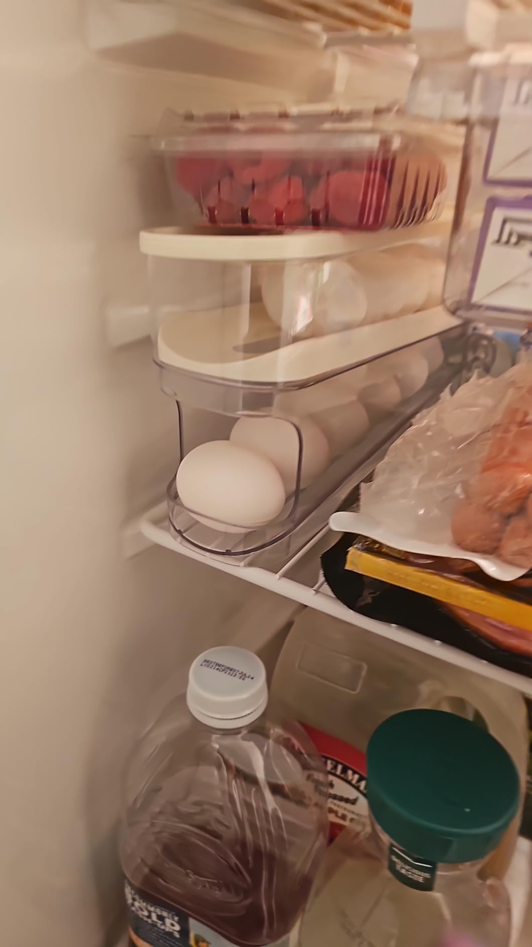 Auto Rolling Fridge Egg Organizer, Space Saving Eggs Dispenser for Refrigerator Storager, Home Egg Holder, 1 pack customer photo 2