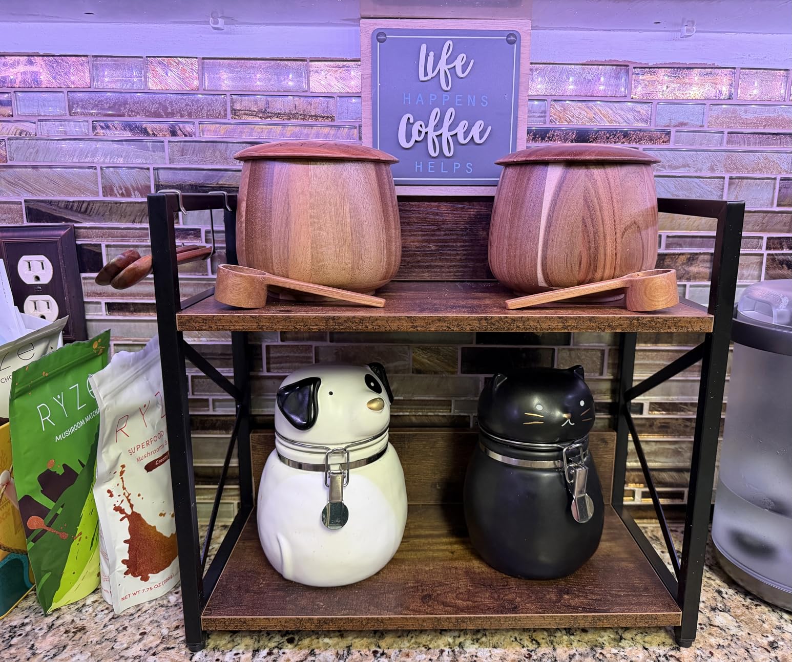 2 Tier Kitchen Counter Shelf Organizer, Coffee Bar Station Organizer for Countertop, Space Saving Spice Rack, Desk Shelf Riser customer photo 2