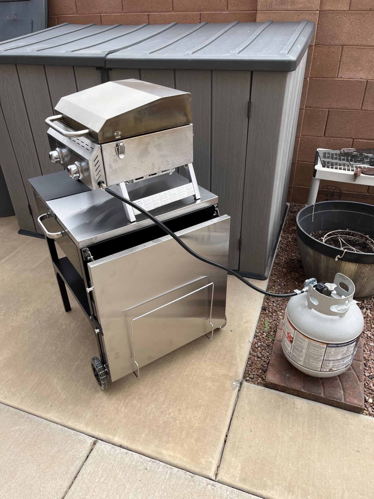Cuisinart Prep 'n Cook Outdoor Table and Grill Stand, Stainless Steel Folding Table with Wheels, 48