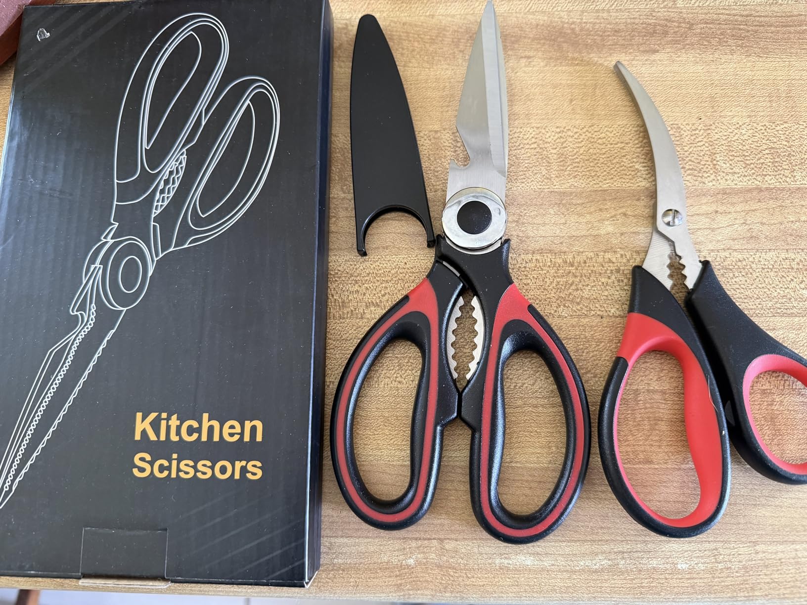 Kitchen Shears Set of 2, Heavy Duty Kitchen Scissors Seafood Scissors, Stainless Steel Sharp Food Cooking Scissors for Meat, Bones, Fish, Poultry, Vegetables, Chicken, Dishwasher Safe customer photo 1