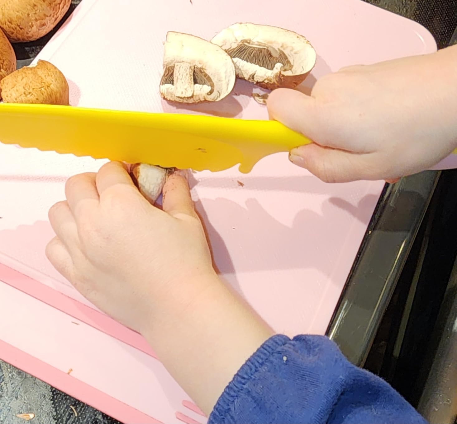 13 Pieces Montessori Kitchen Toys for Toddlers-Kids Cooking Sets Real-Toddler Toys Set for Real Cooking with Plastic Children Safe Knives Crinkle Cutter Kids Cutting Board customer photo 1
