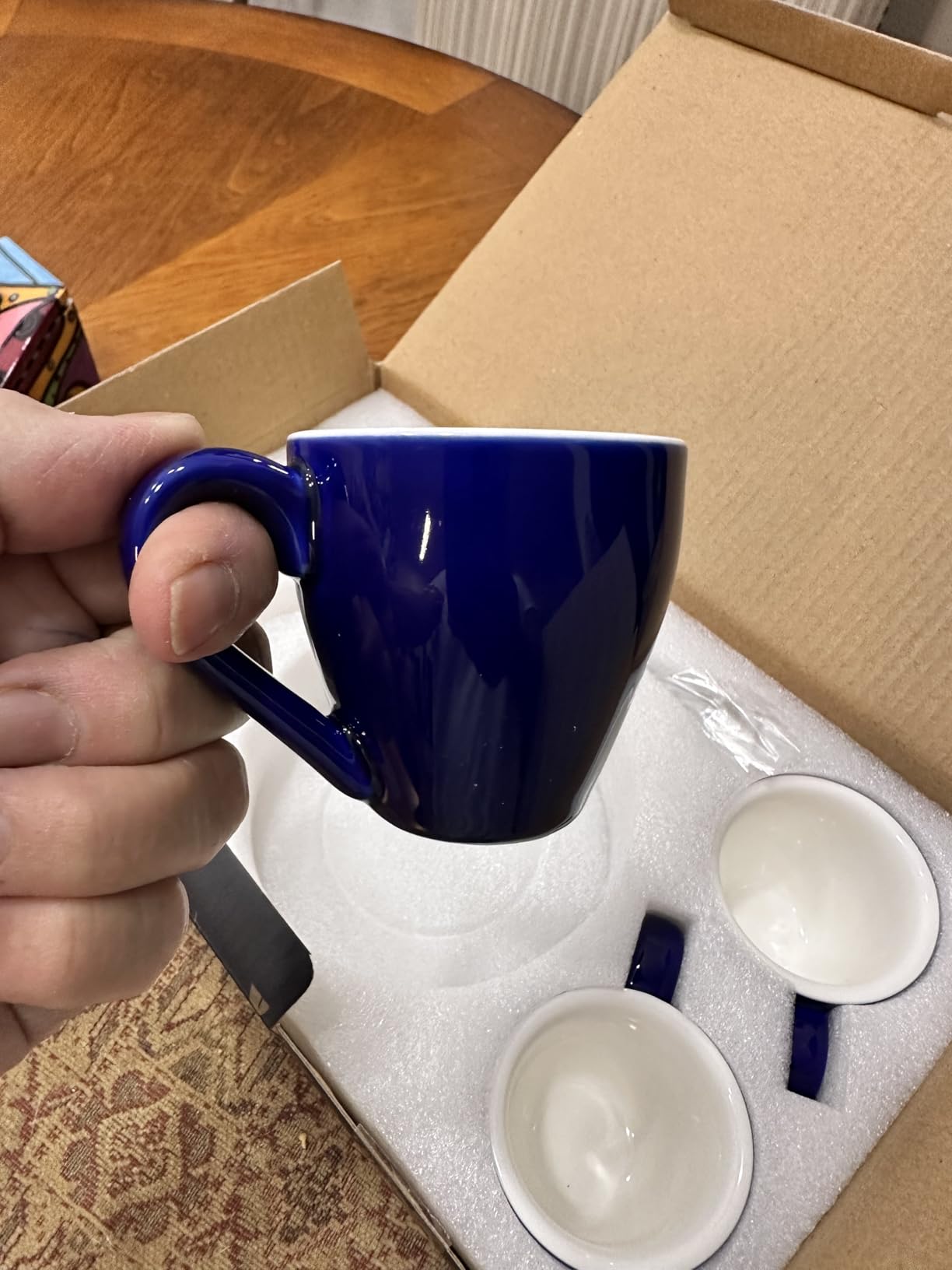 homEdge Porcelain Espresso Shot Cup Set with Saucers and Stainless Steel Spoons - 80 ml / 2.67 oz, Set of 4, White customer photo 1