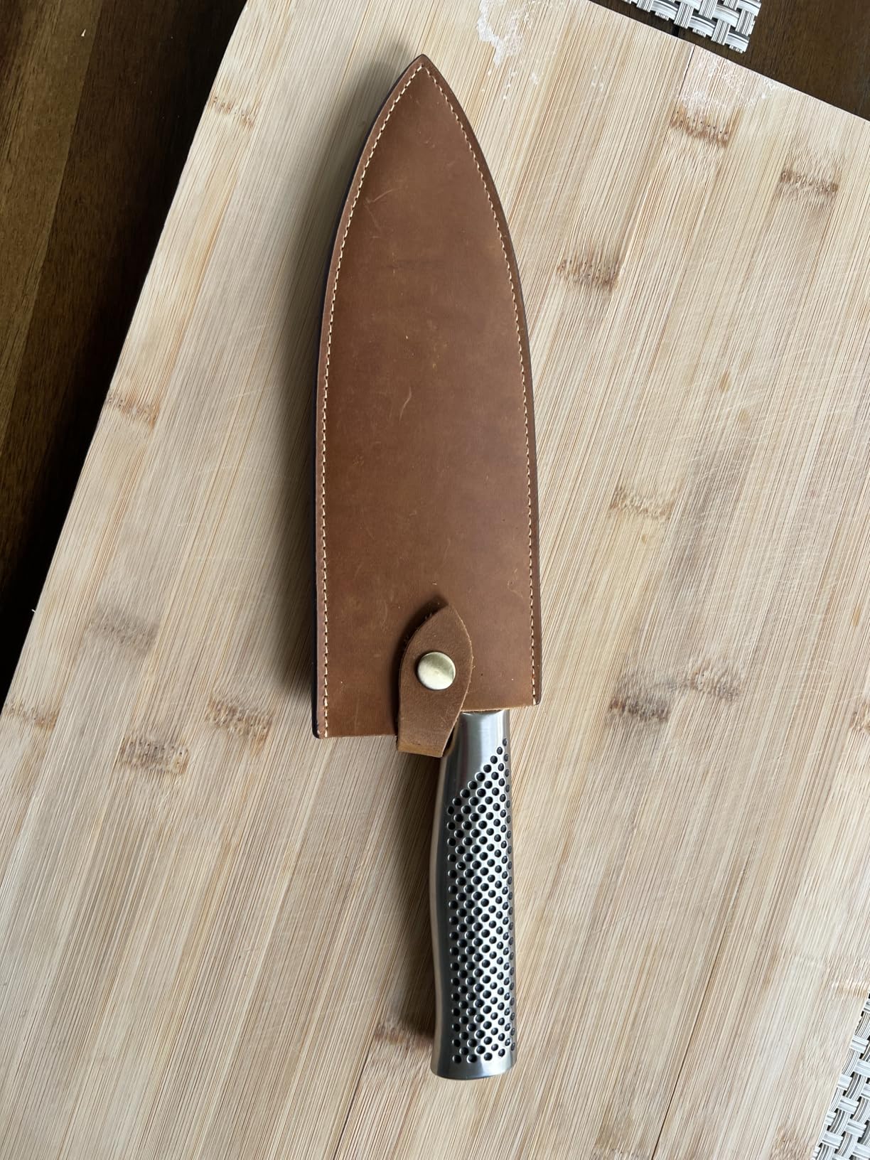 Qchengsan Cowhide Leather Knife Sheath, 8 Inch Chef Knife Guard with Belt Loop customer photo 2