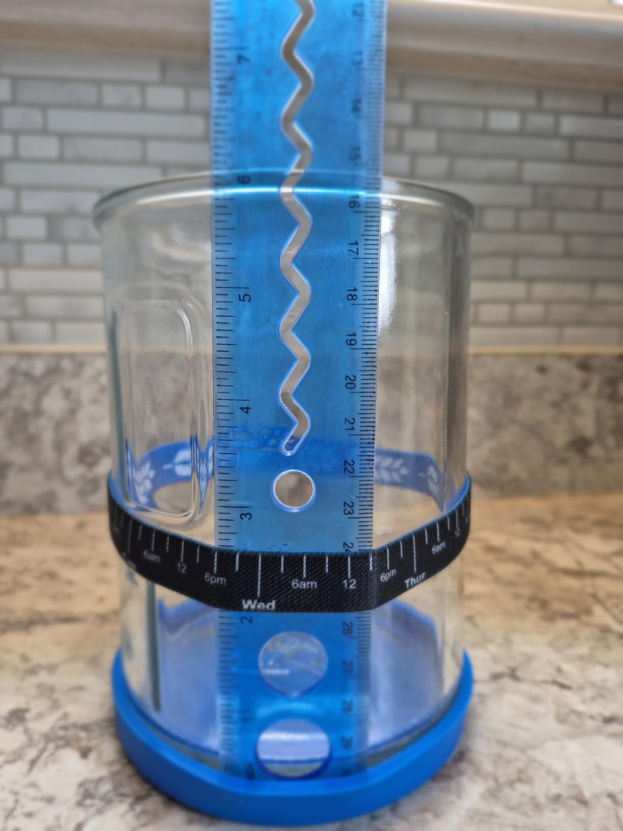 Premium Sourdough Starter Jar - 40oz Large Sourdough Jar with Marked Feeding Band, Thermometer, Scraper, Cloth Cover and Silicone Lid/Base, Wide Mouth Starter Kit - Blue customer photo 1