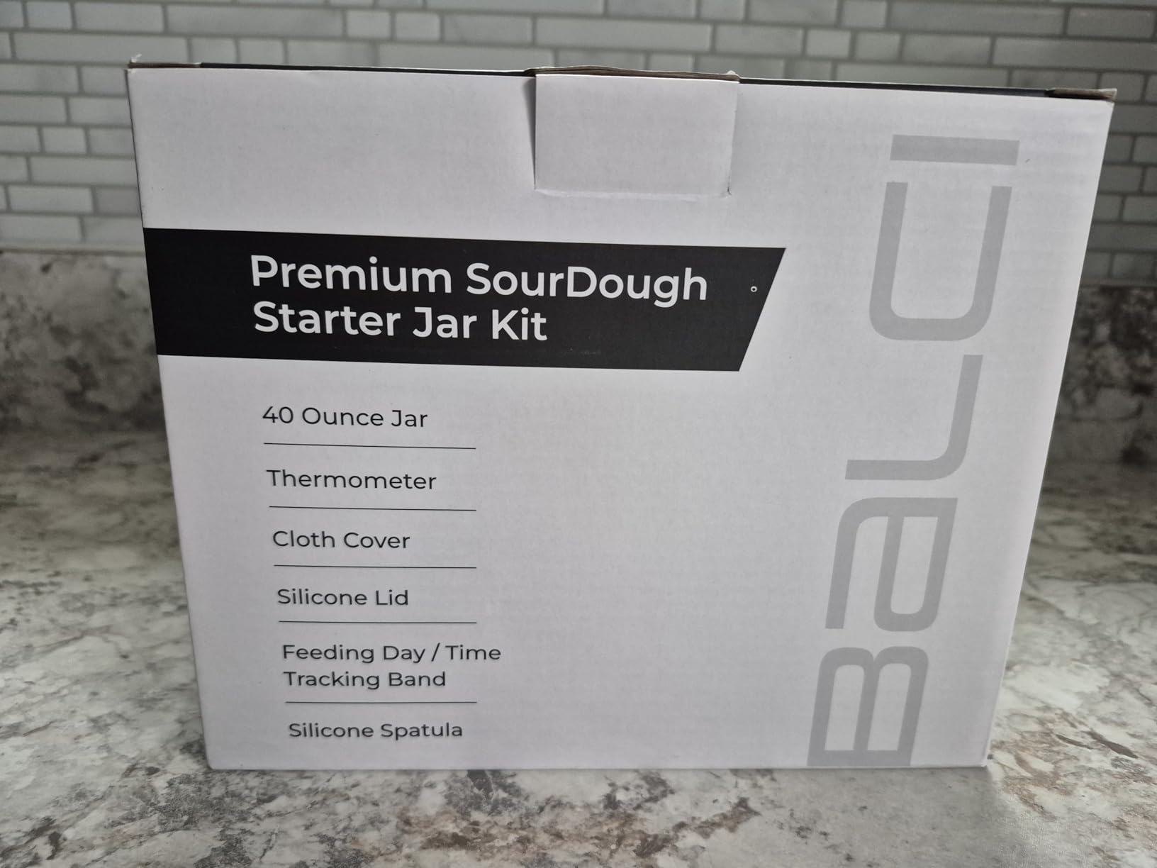 Premium Sourdough Starter Jar - 40oz Large Sourdough Jar with Marked Feeding Band, Thermometer, Scraper, Cloth Cover and Silicone Lid/Base, Wide Mouth Starter Kit - Blue customer photo 2